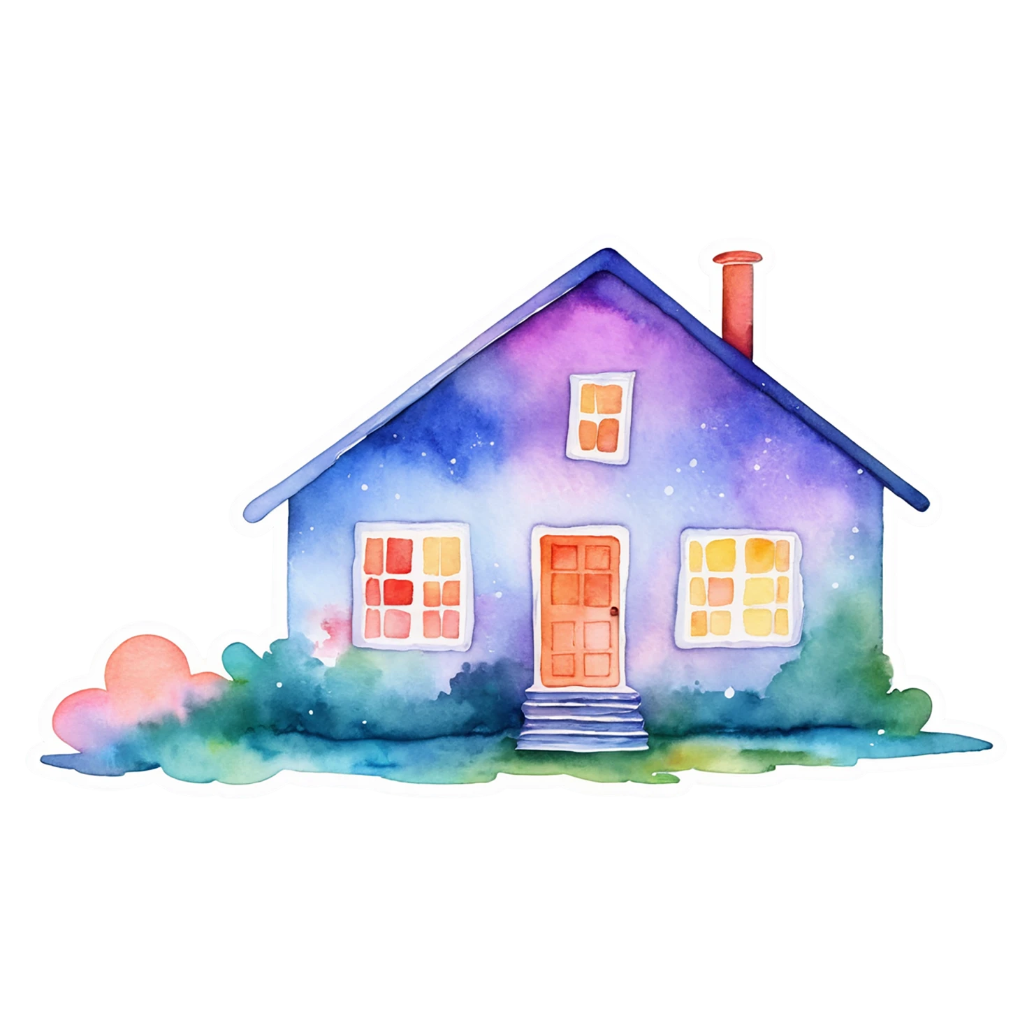 House watercolor sticker isolated on transparent background #19467