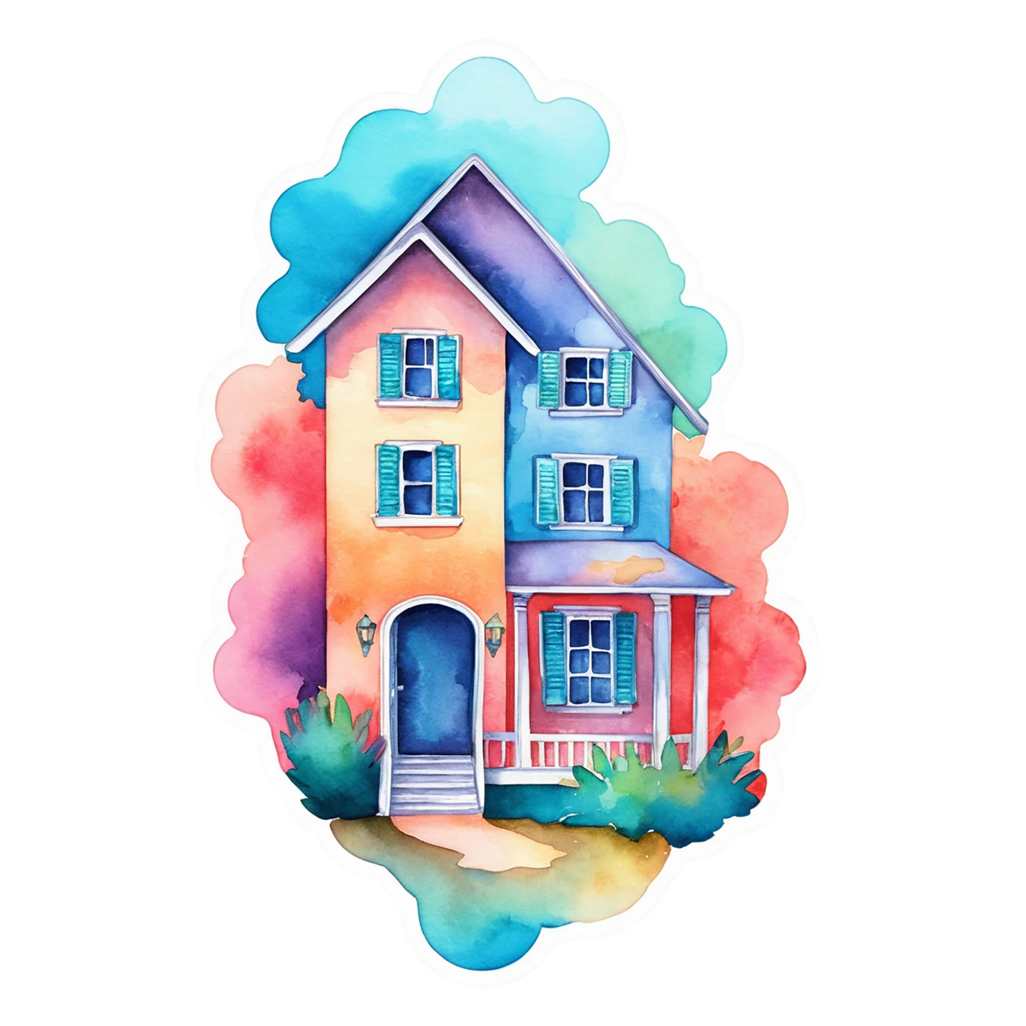 House watercolor sticker isolated on transparent background #19468