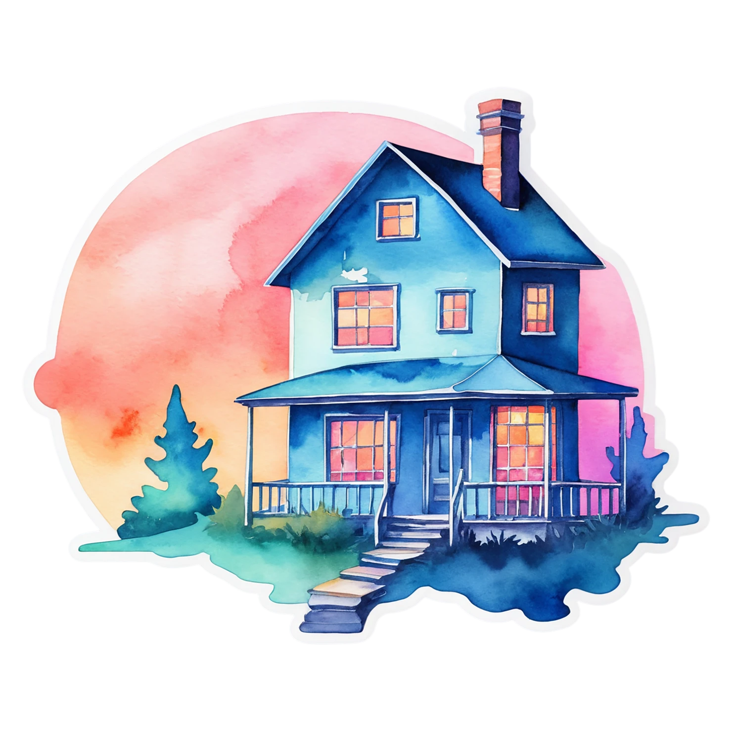 House watercolor sticker isolated on transparent background #19471