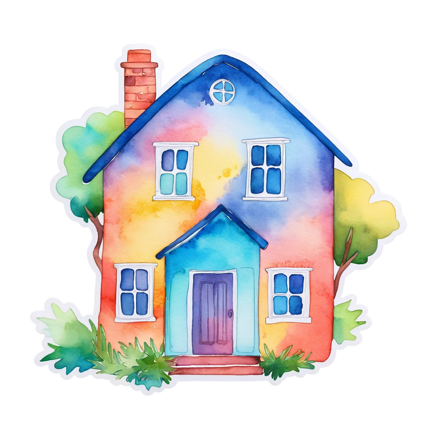 House watercolor sticker isolated on transparent background #19476