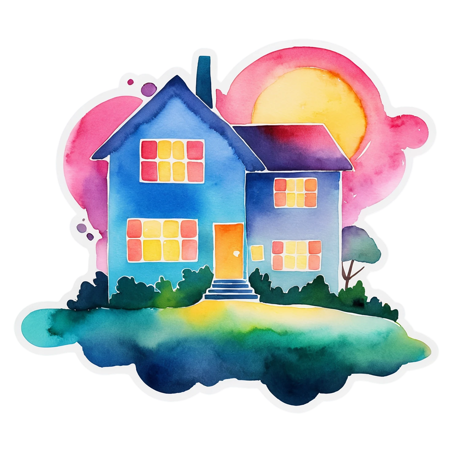 House watercolor sticker isolated on transparent background #19479