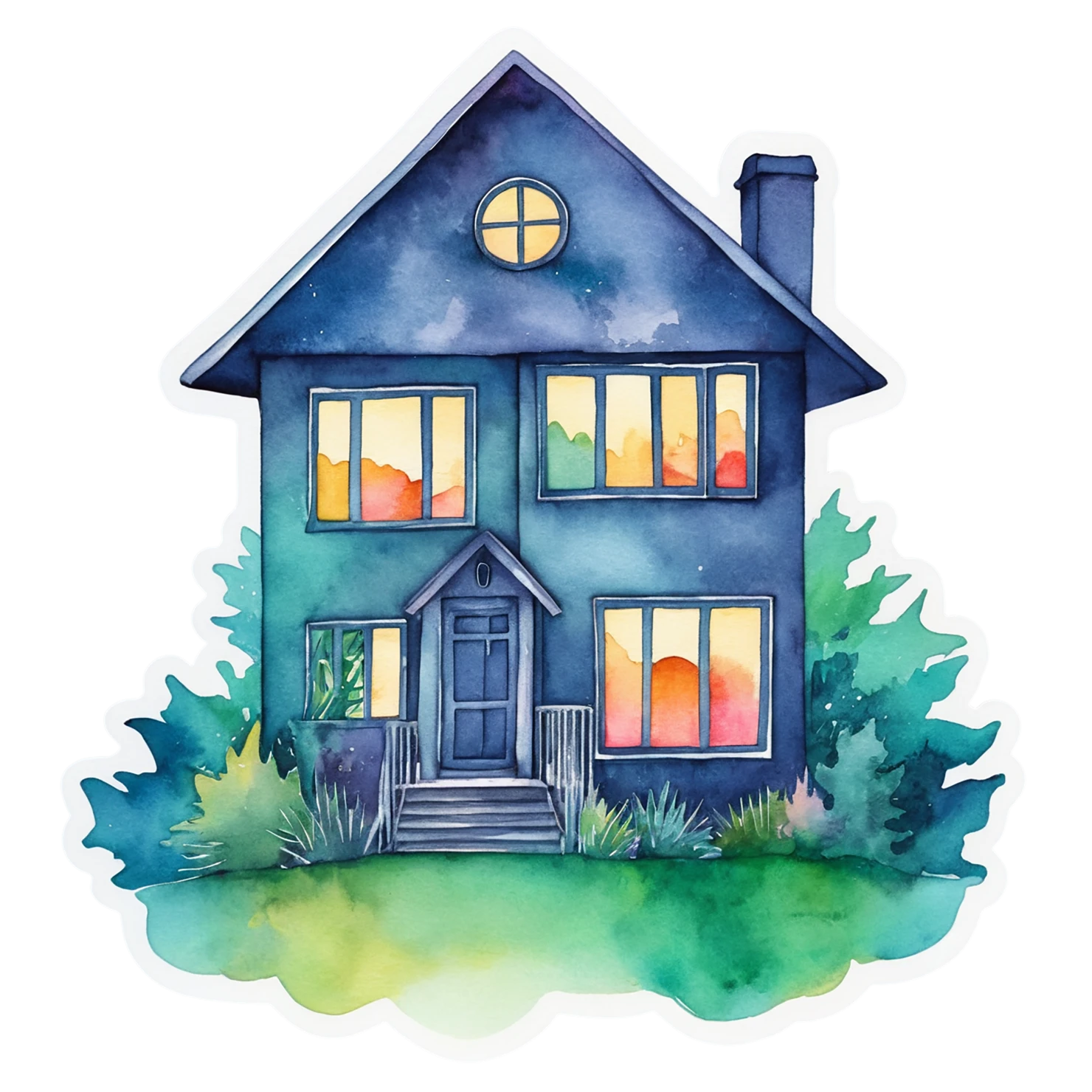 House watercolor sticker isolated on transparent background #19483