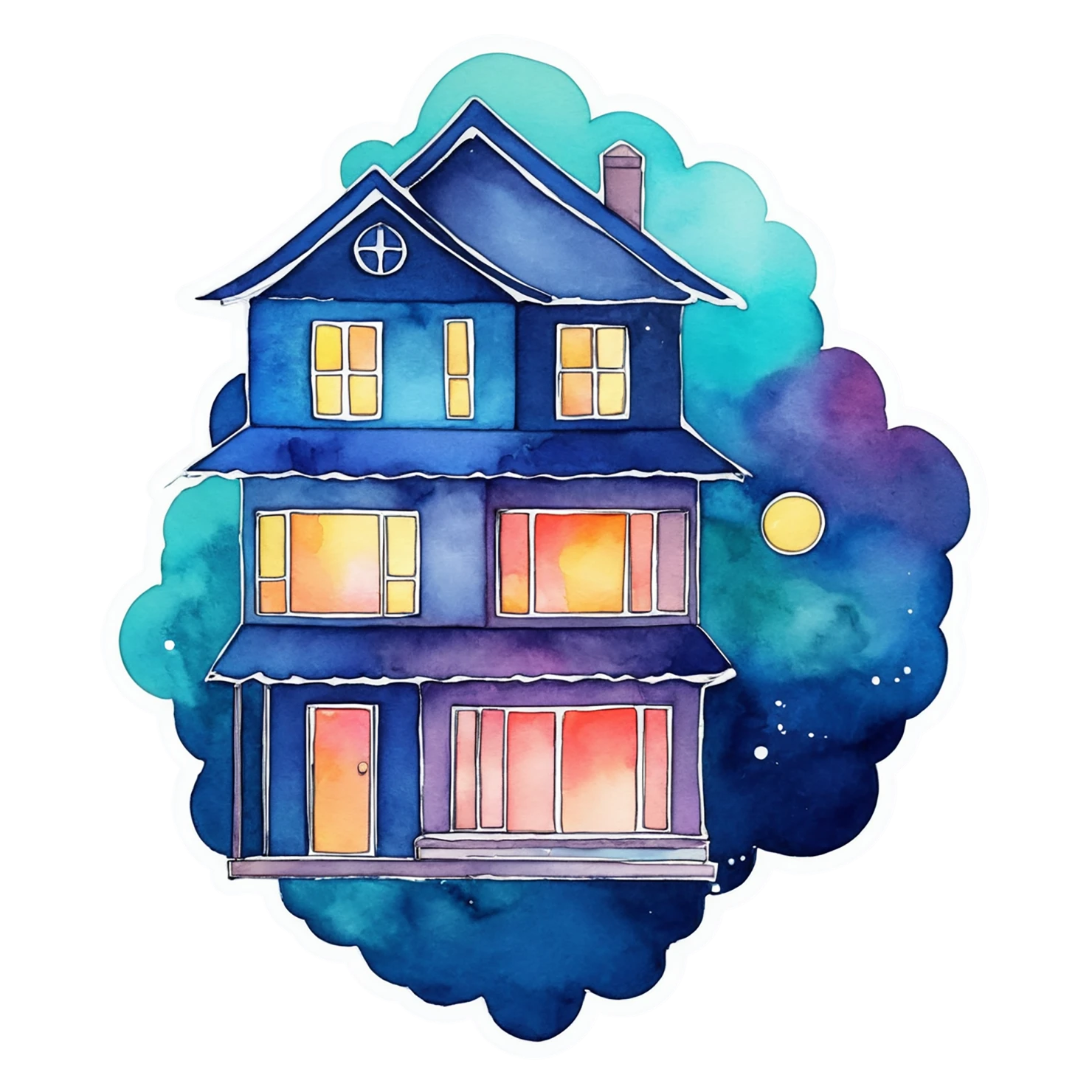 House watercolor sticker isolated on transparent background #19485