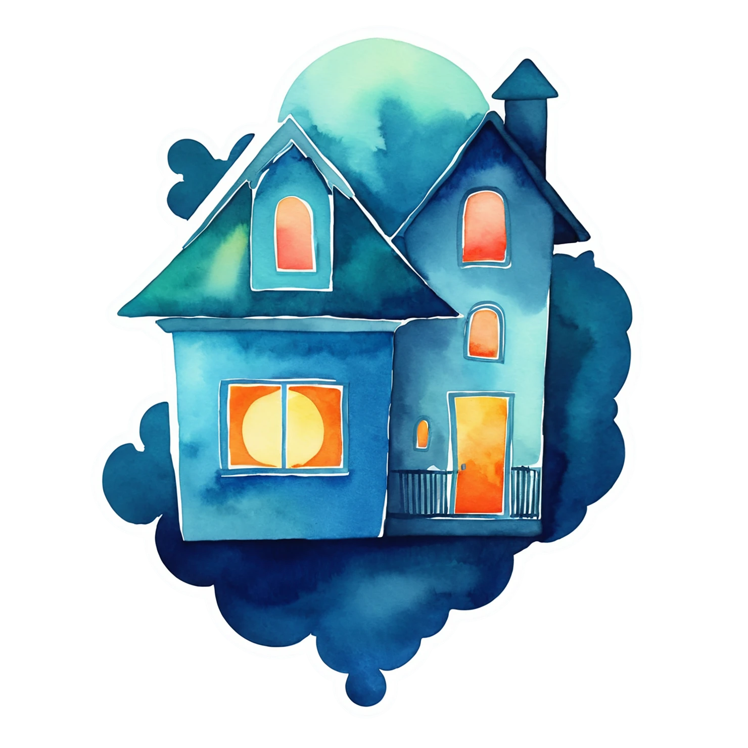 House watercolor sticker isolated on transparent background #19487