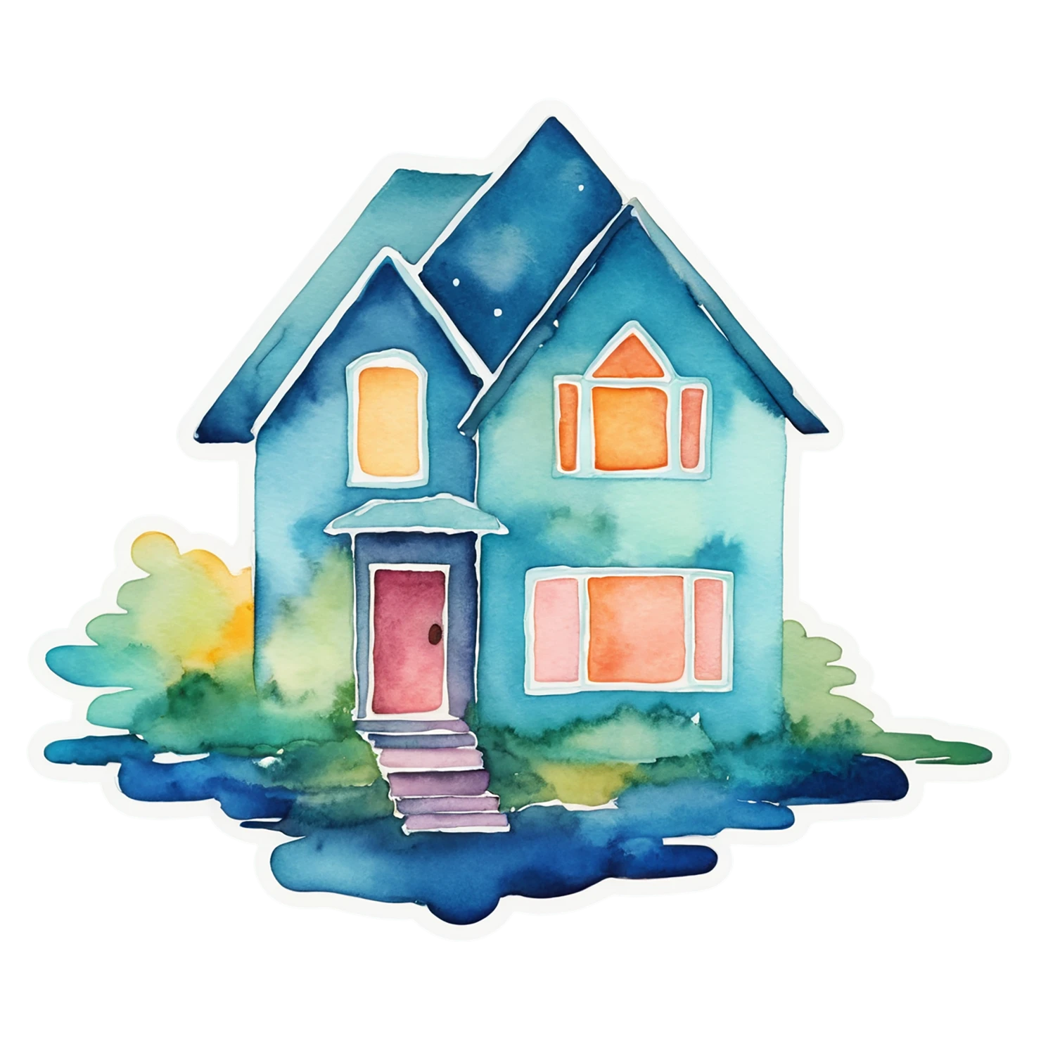 House watercolor sticker isolated on transparent background #19488