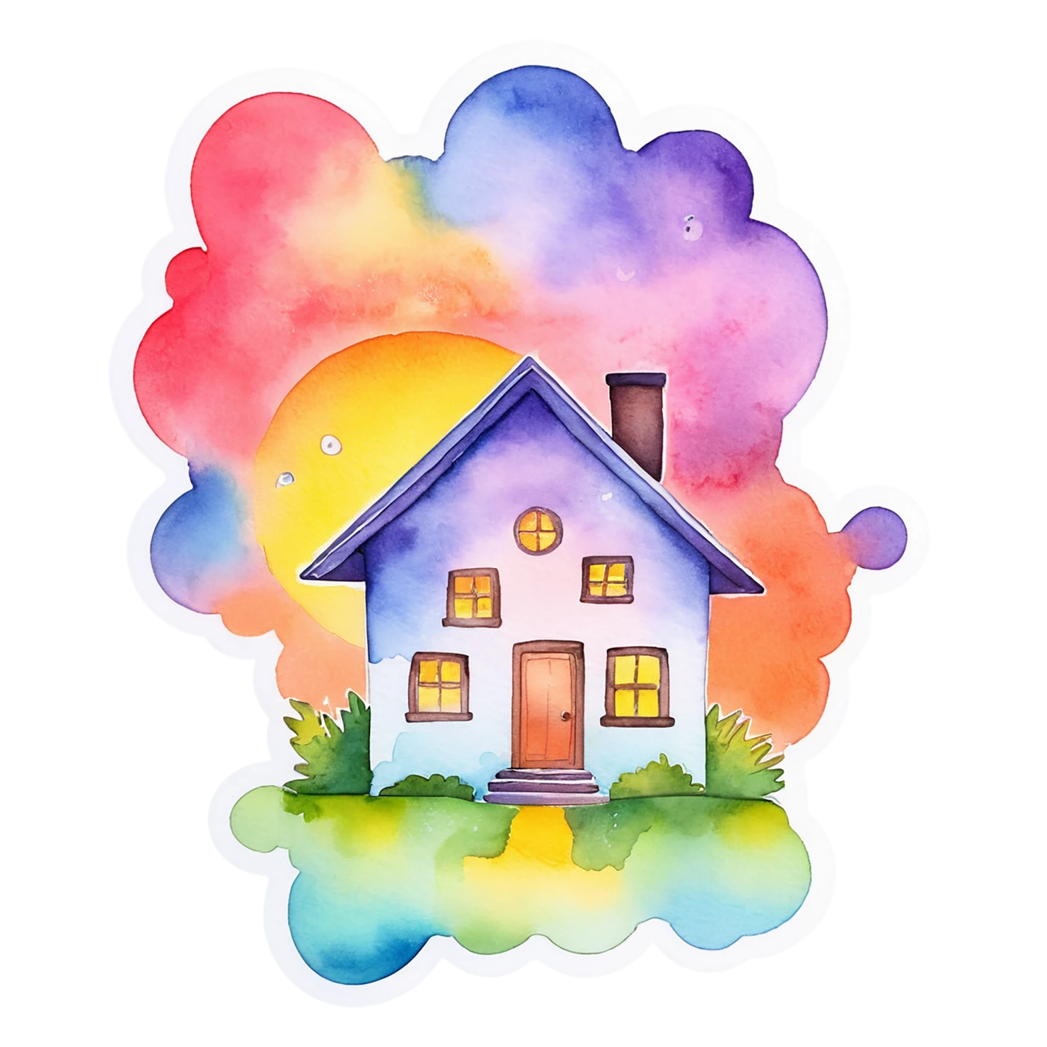 House watercolor sticker isolated on transparent background #19490