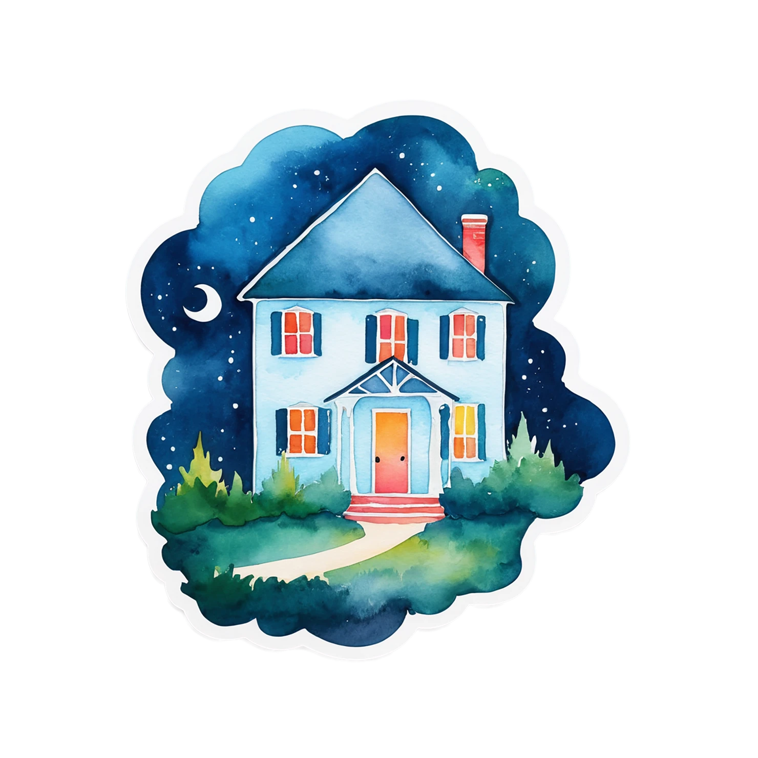 House watercolor sticker isolated on transparent background #19491