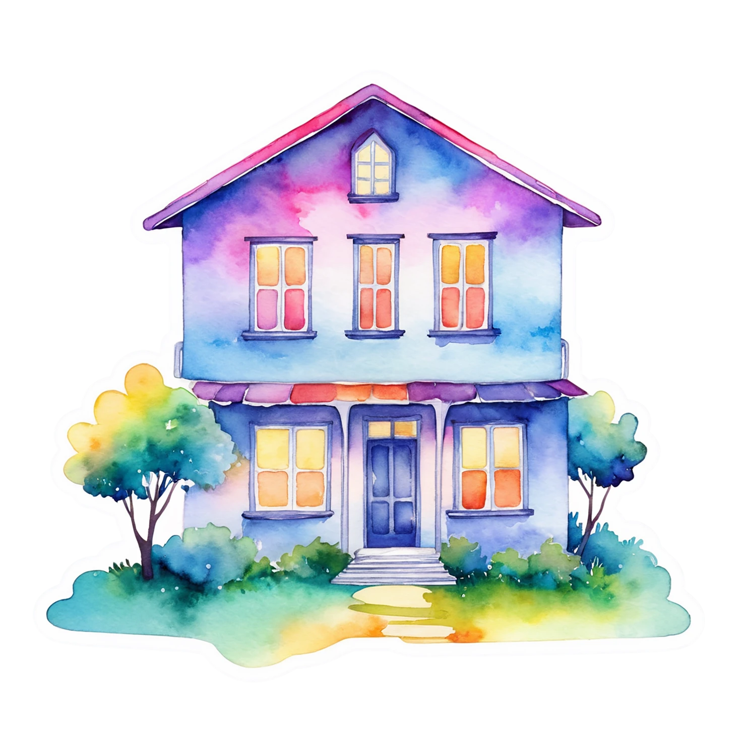 House watercolor sticker isolated on transparent background #19493