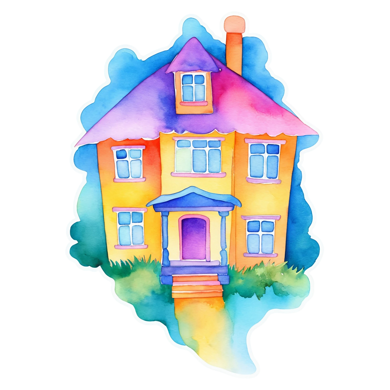 House watercolor sticker isolated on transparent background #19496