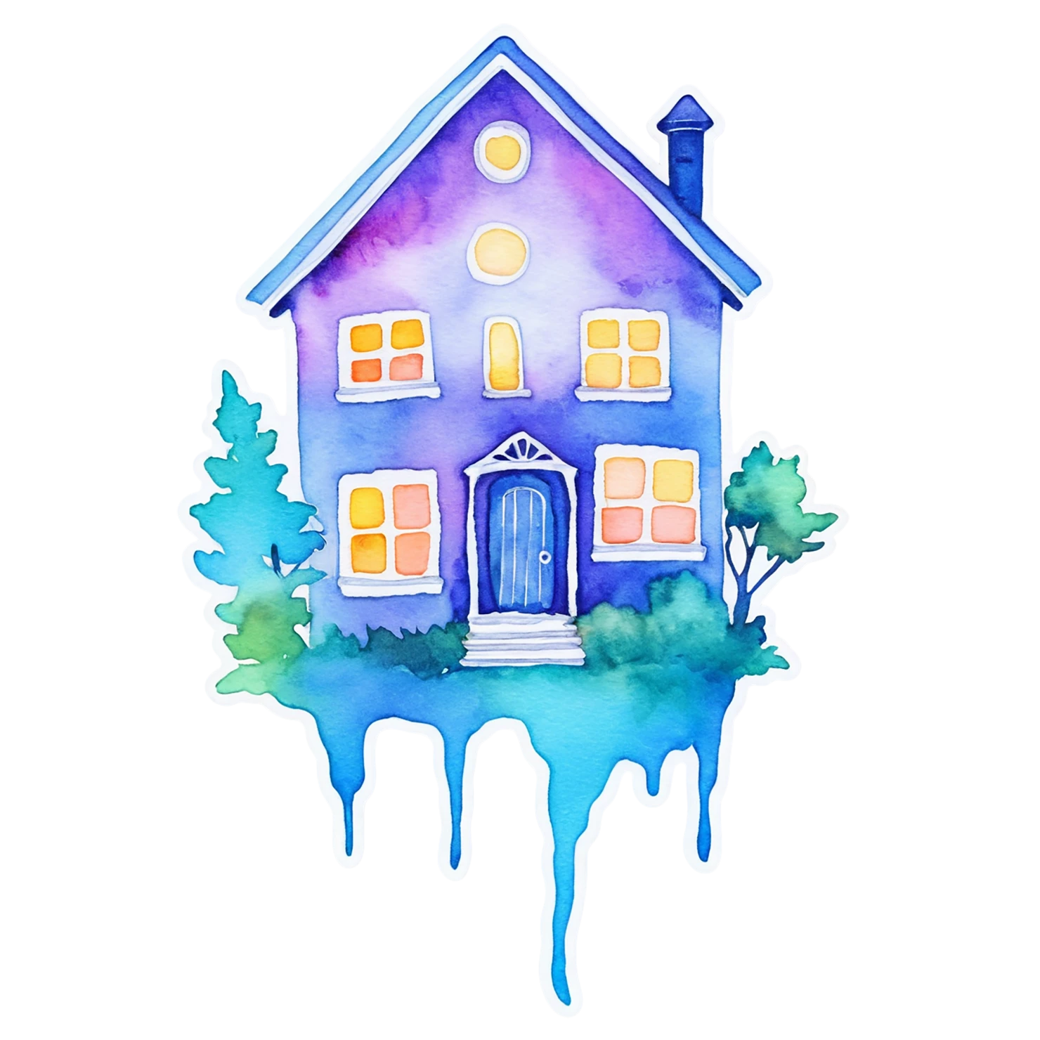 House watercolor sticker isolated on transparent background #19498