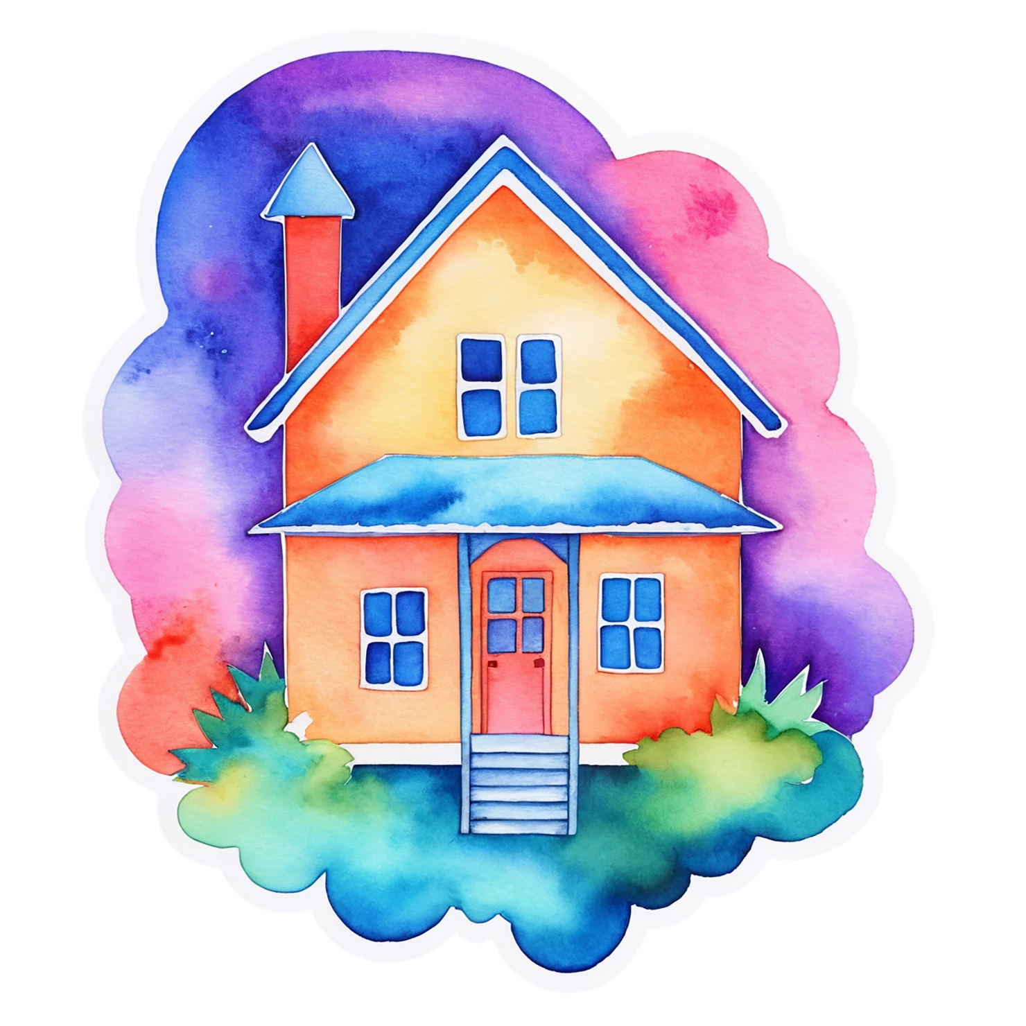 House watercolor sticker isolated on transparent background #19499