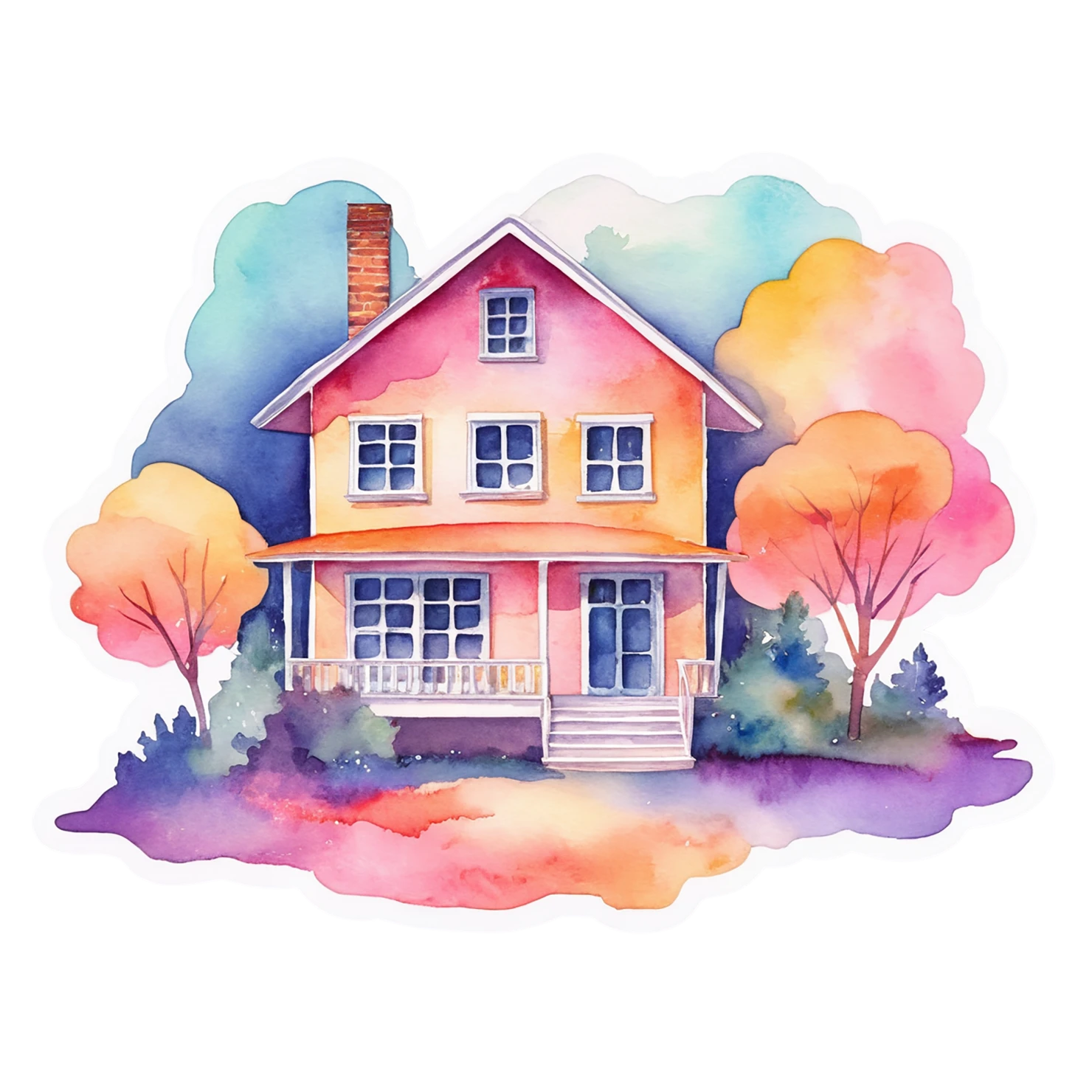 House watercolor sticker isolated on transparent background #19501