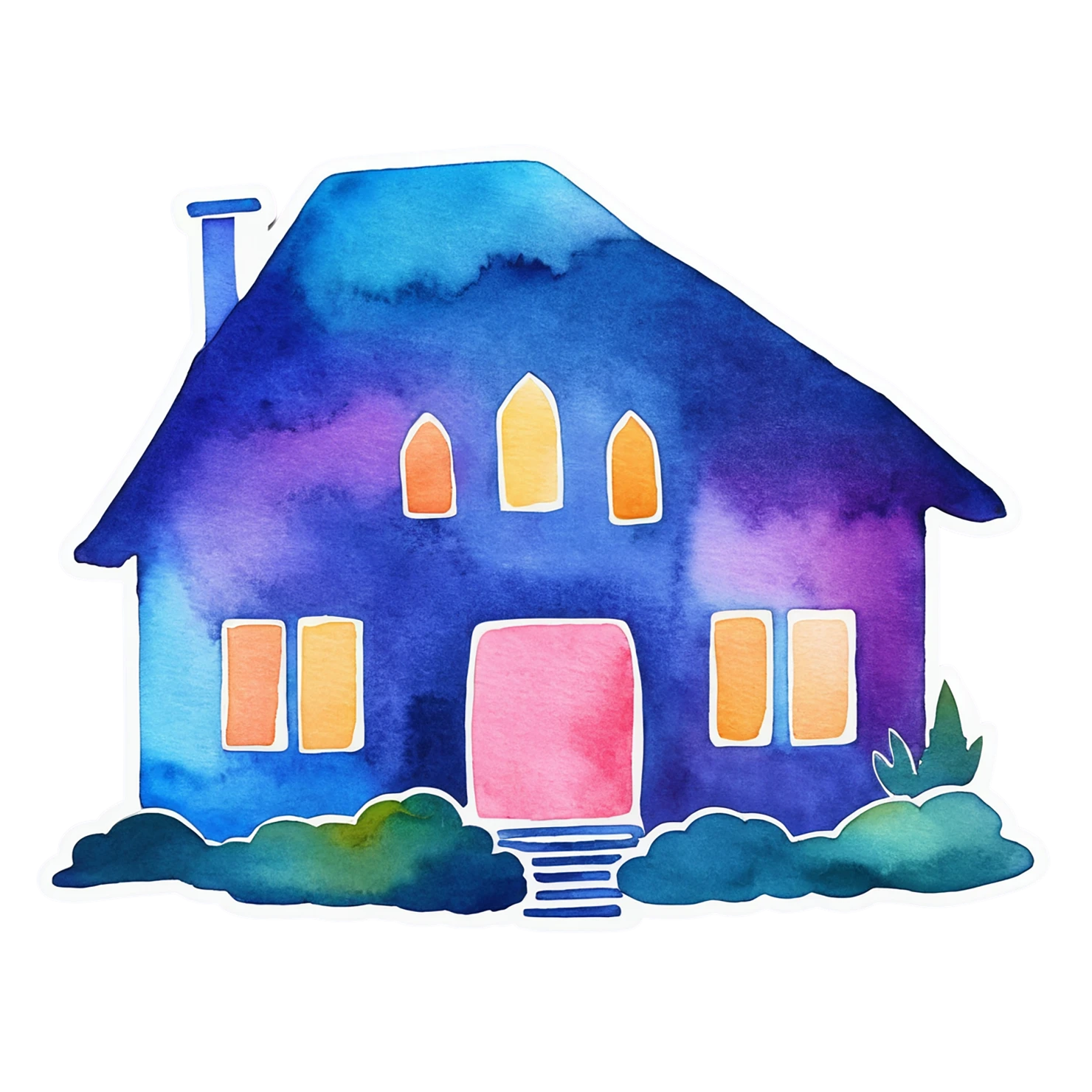 House watercolor sticker isolated on transparent background #19502