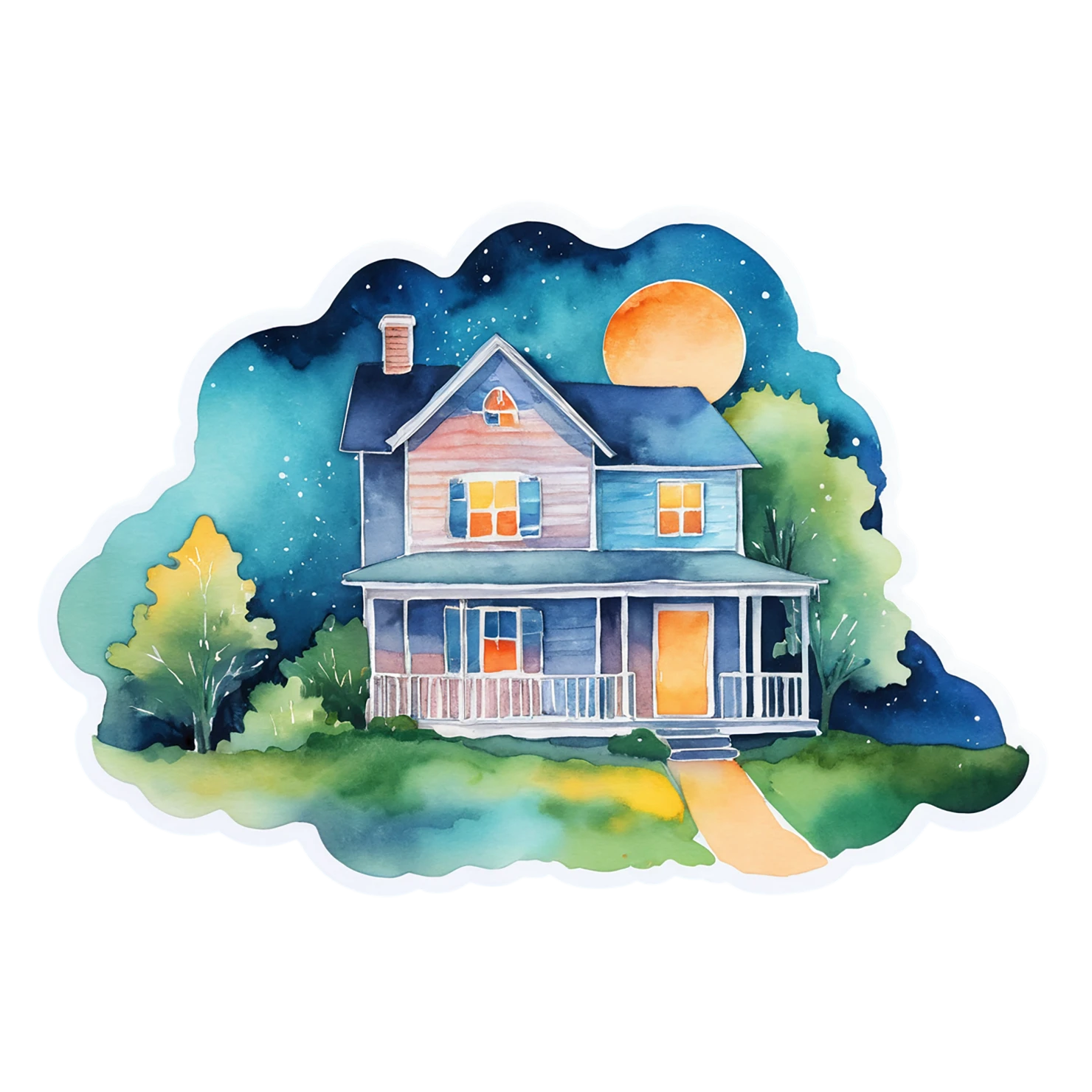 House watercolor sticker isolated on transparent background #19503