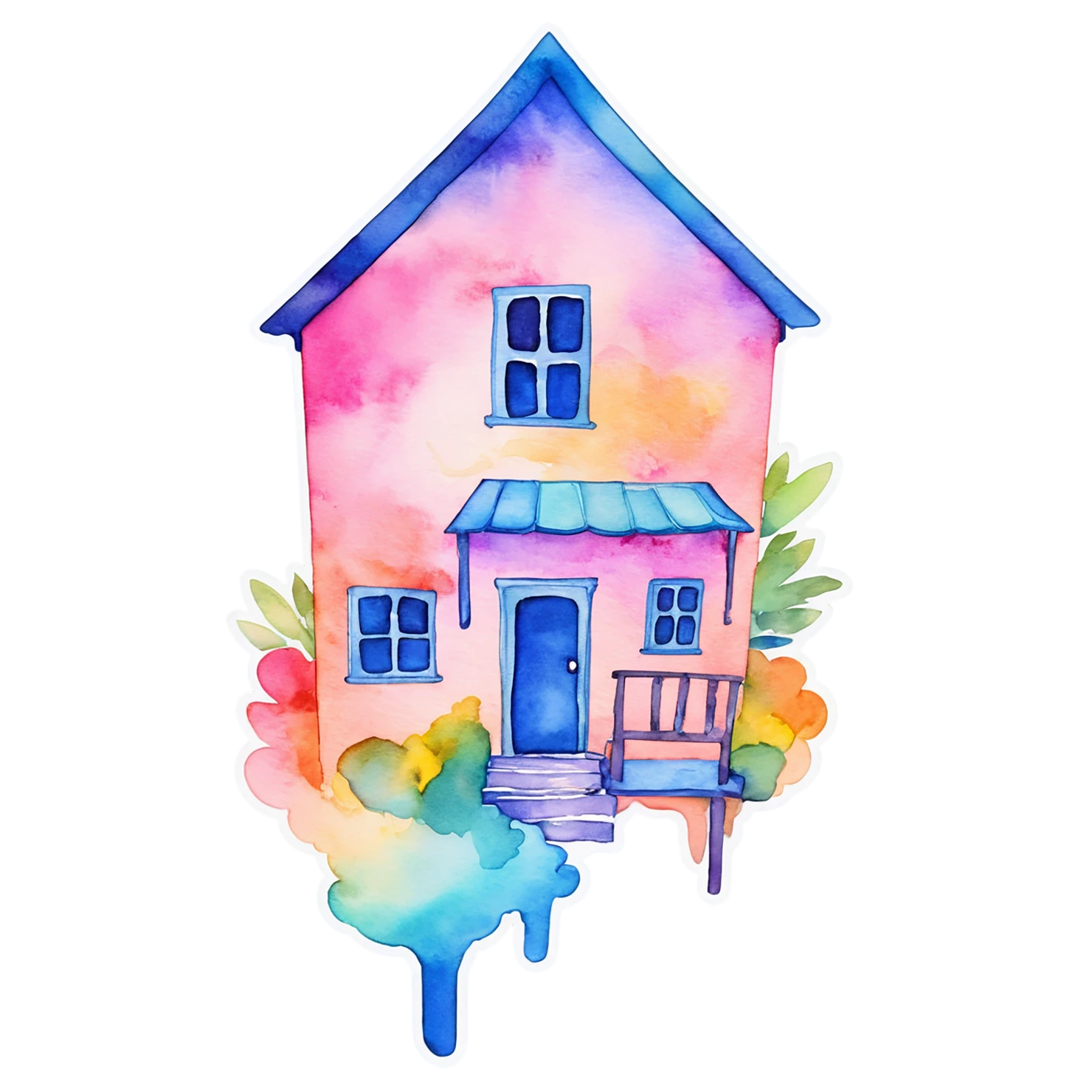 House watercolor sticker isolated on transparent background #19505
