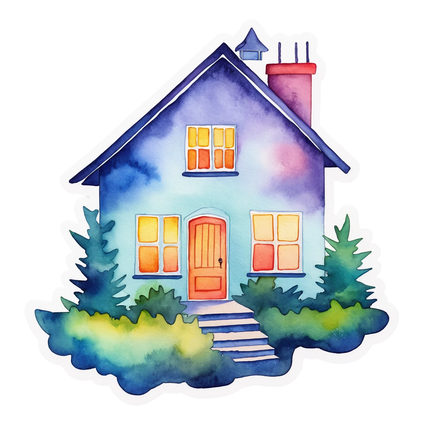 House watercolor sticker isolated on transparent background #19506