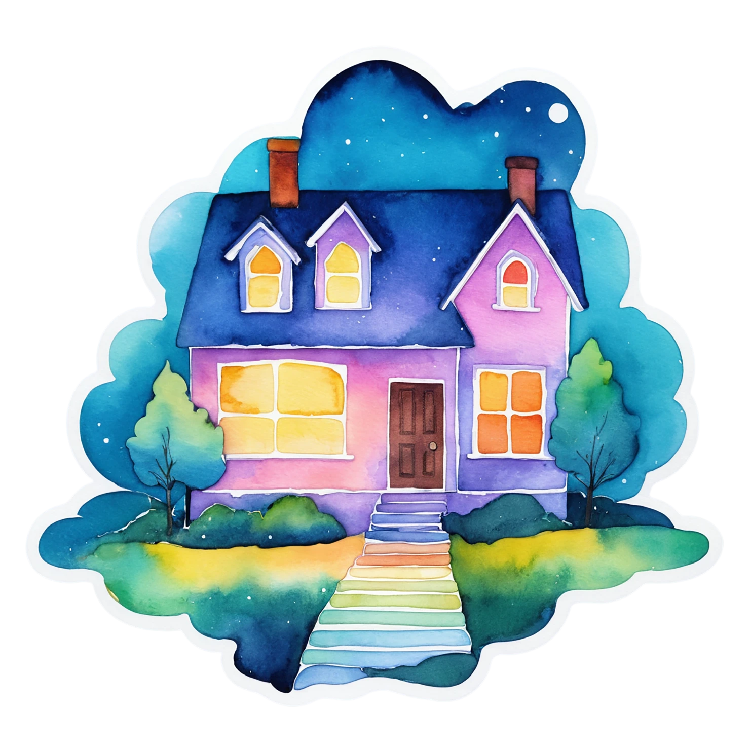 House watercolor sticker isolated on transparent background #19507
