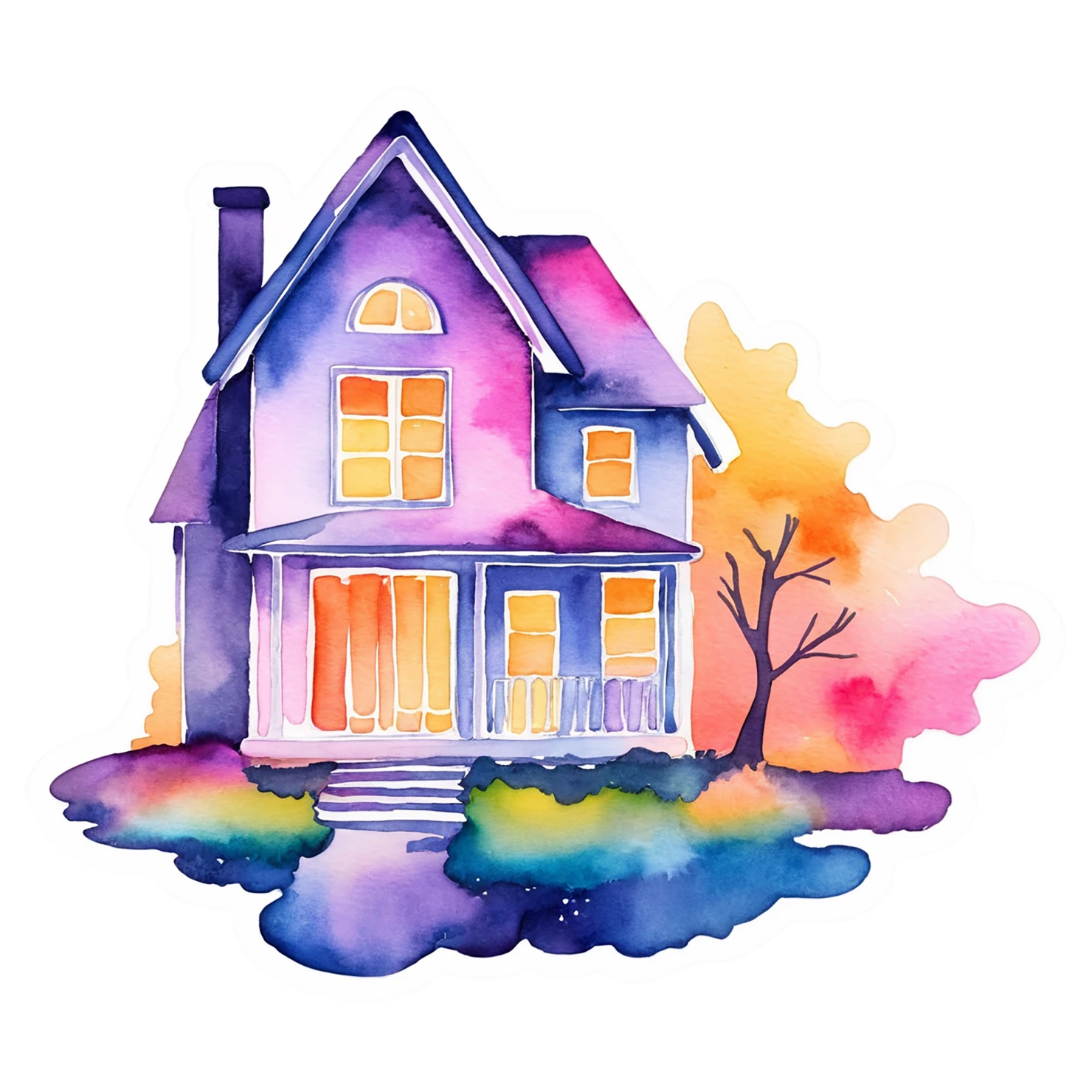House watercolor sticker isolated on transparent background #19508