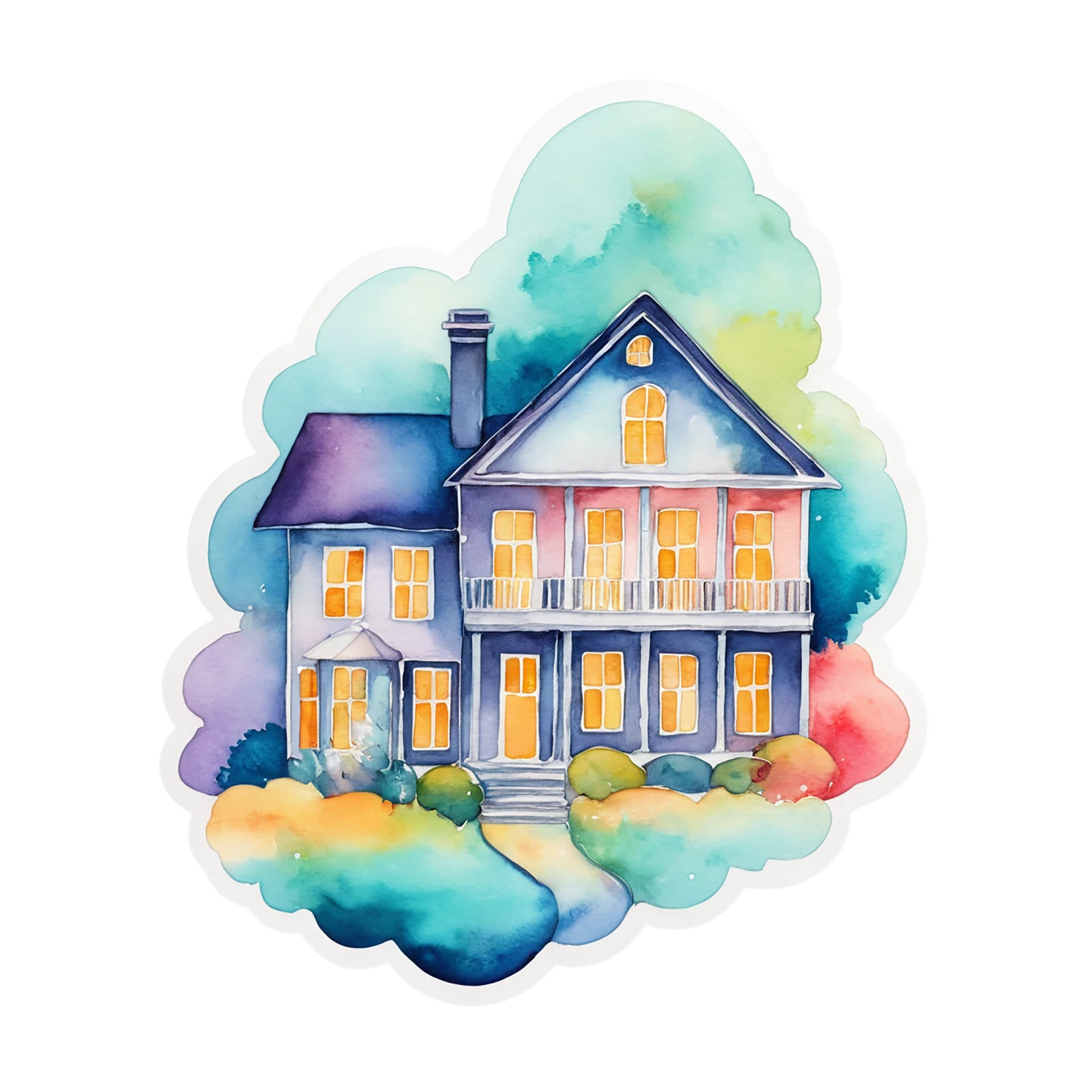 House watercolor sticker isolated on transparent background #19510