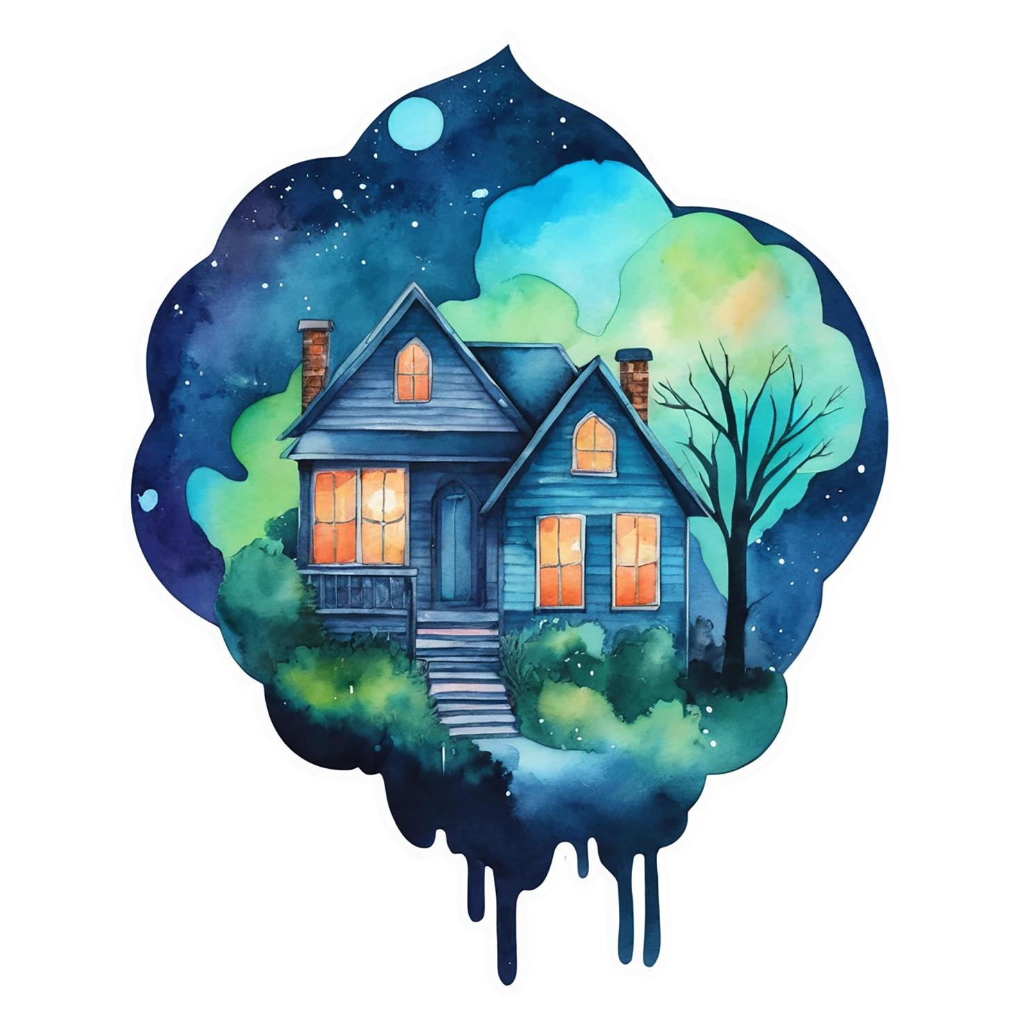 House watercolor sticker isolated on transparent background #19511