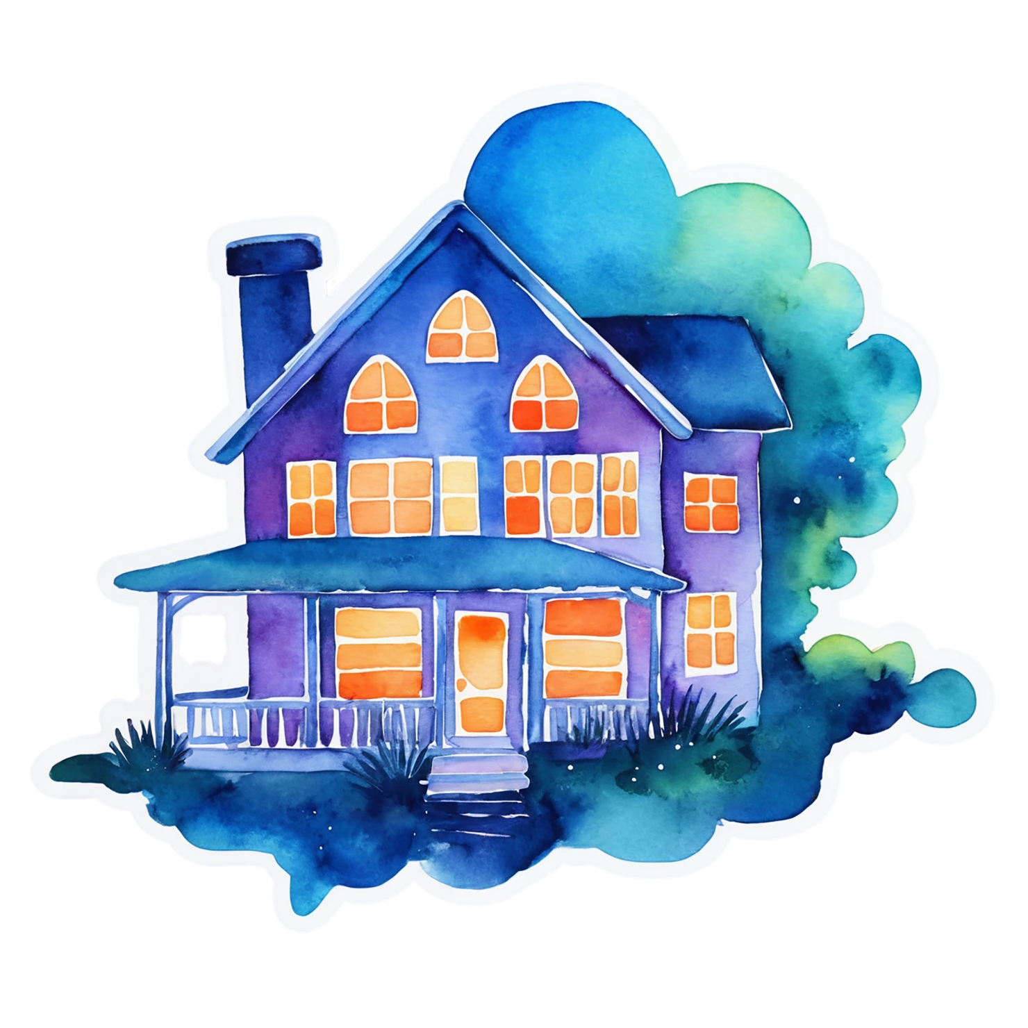 House watercolor sticker isolated on transparent background #19512