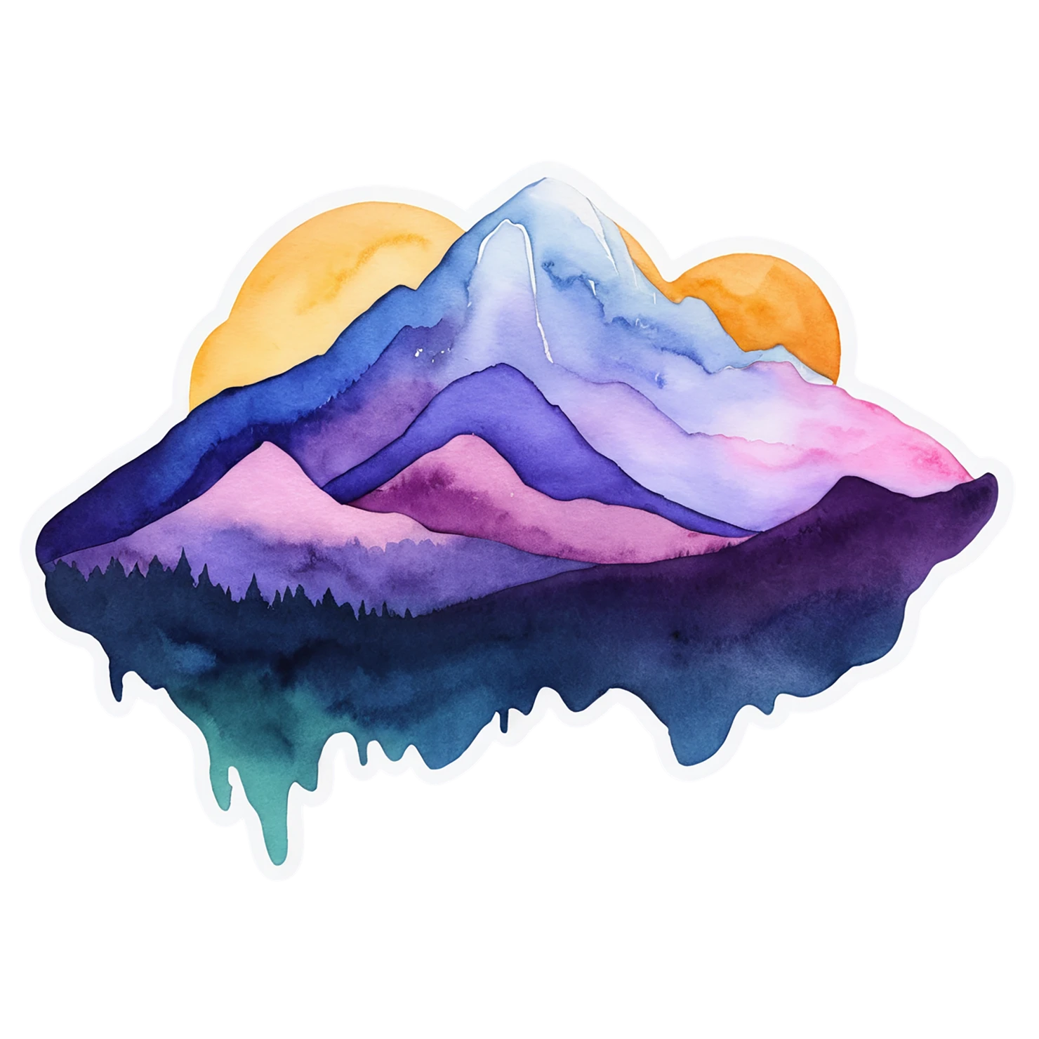 Mountain watercolor sticker isolated on transparent background #19514