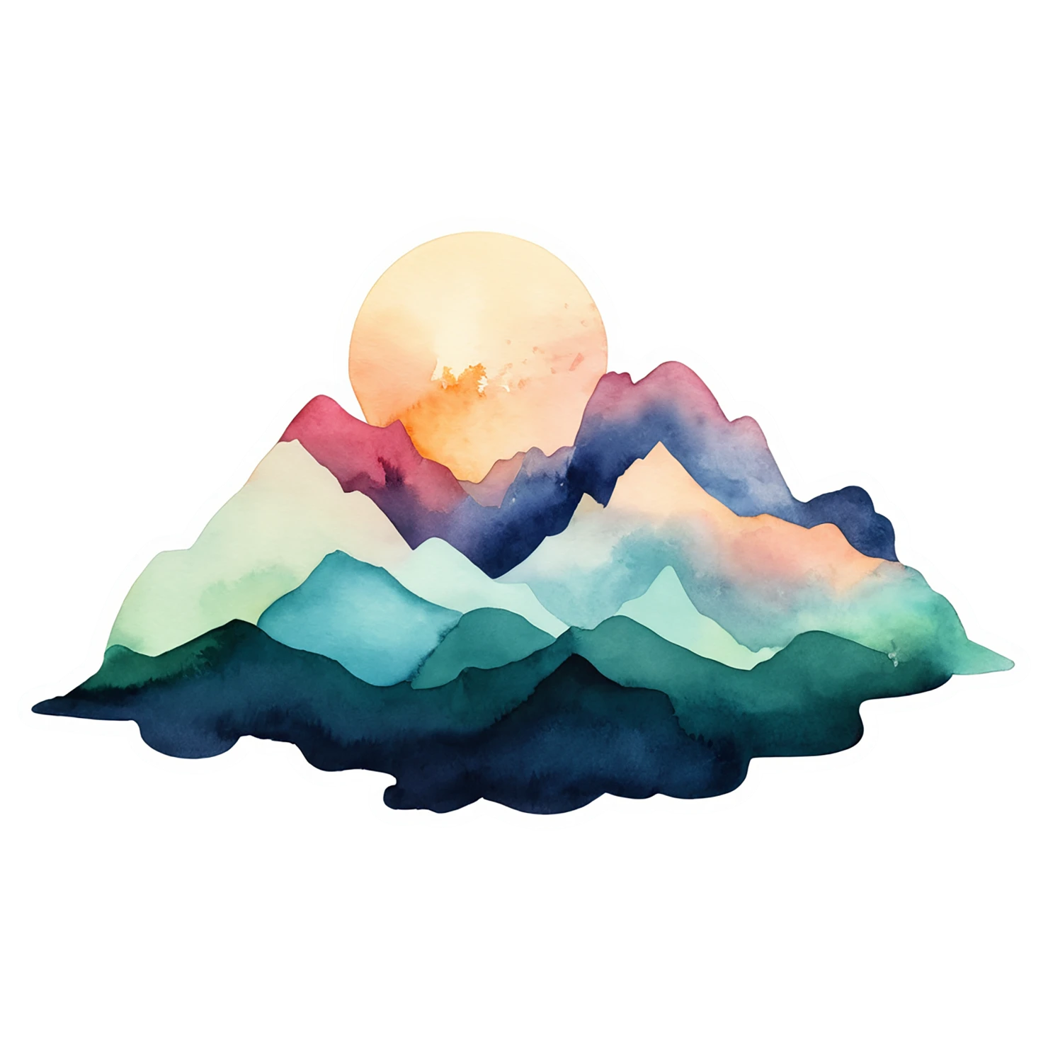 Mountain watercolor sticker isolated on transparent background #19515