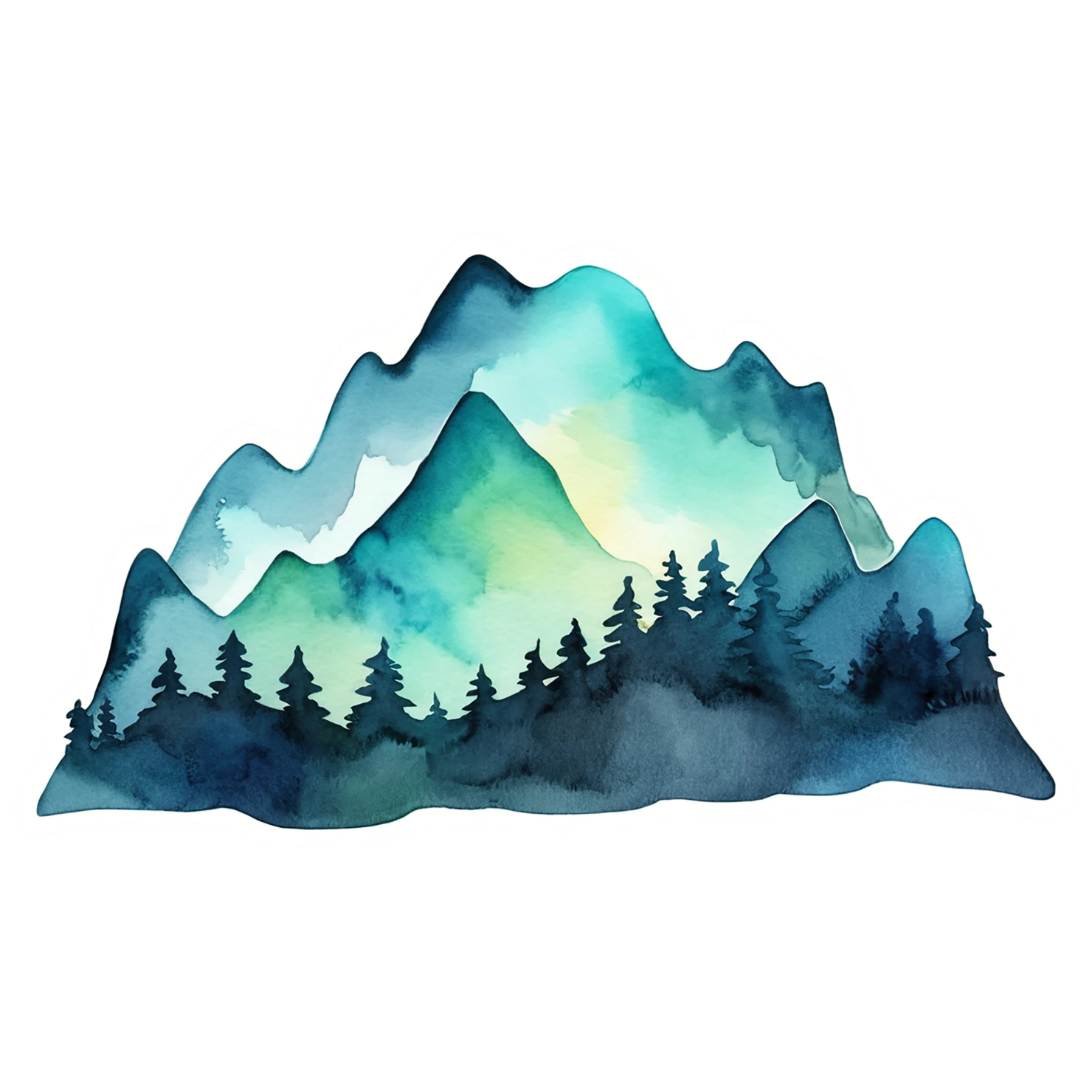 Mountain watercolor sticker isolated on transparent background #19518