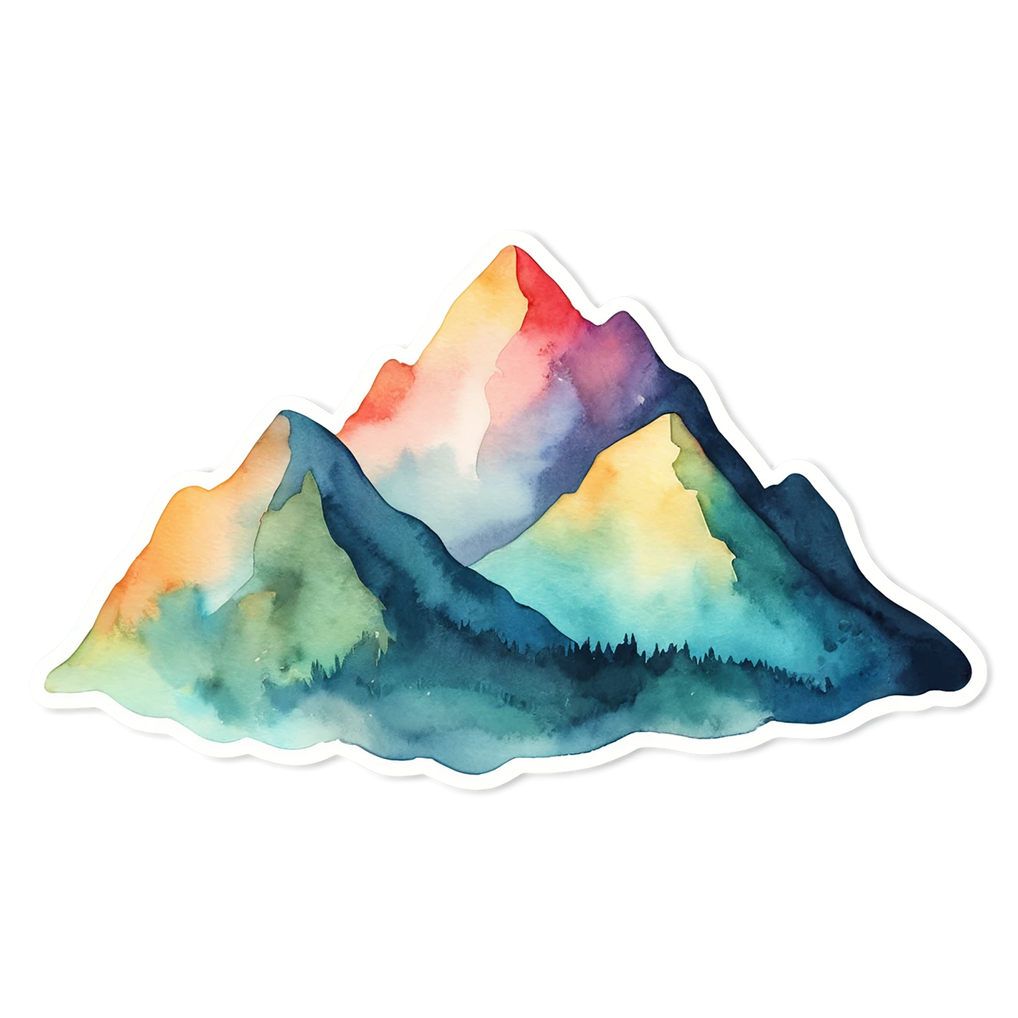 Mountain watercolor sticker isolated on transparent background #19519