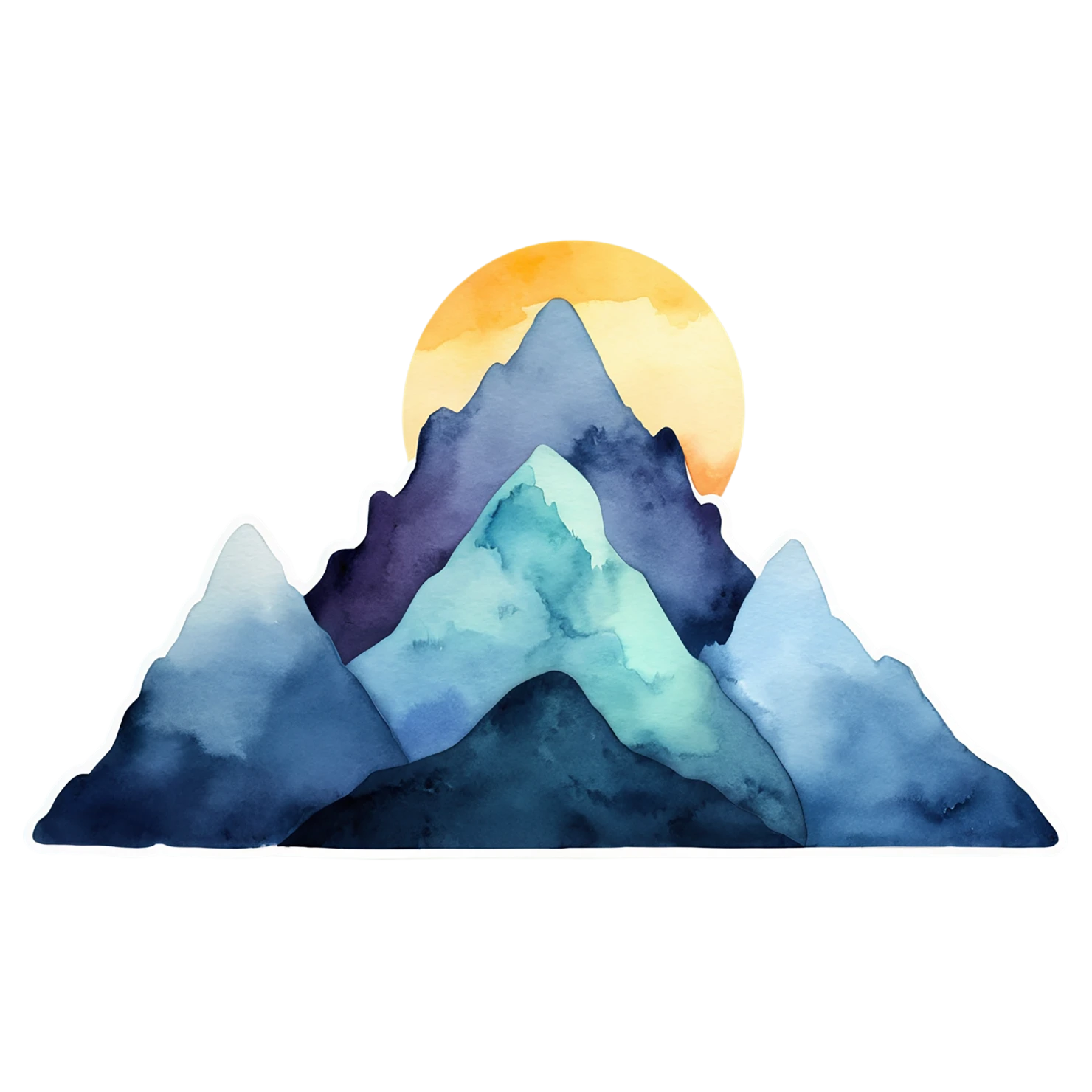 Mountain watercolor sticker isolated on transparent background #19520
