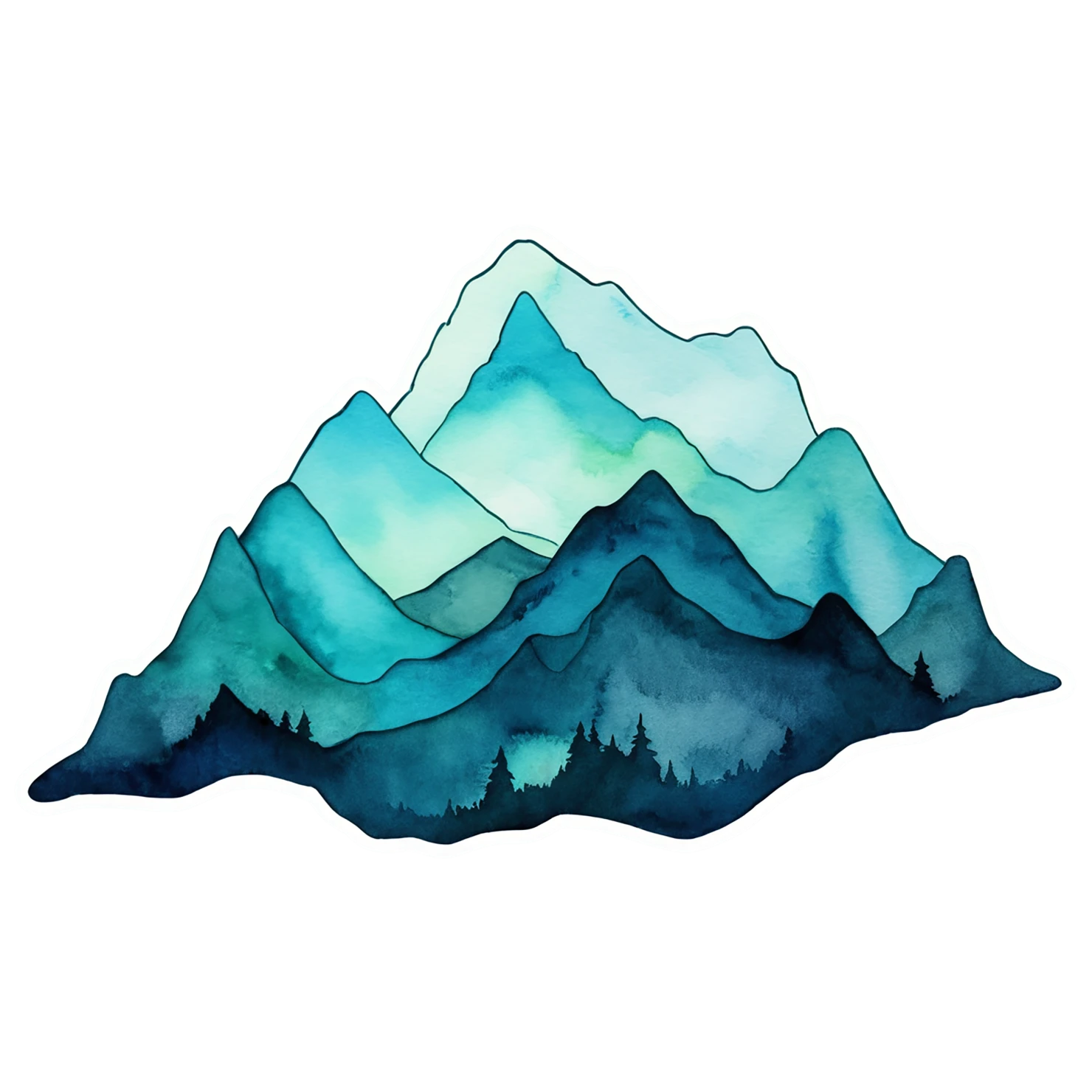 Mountain watercolor sticker isolated on transparent background #19521