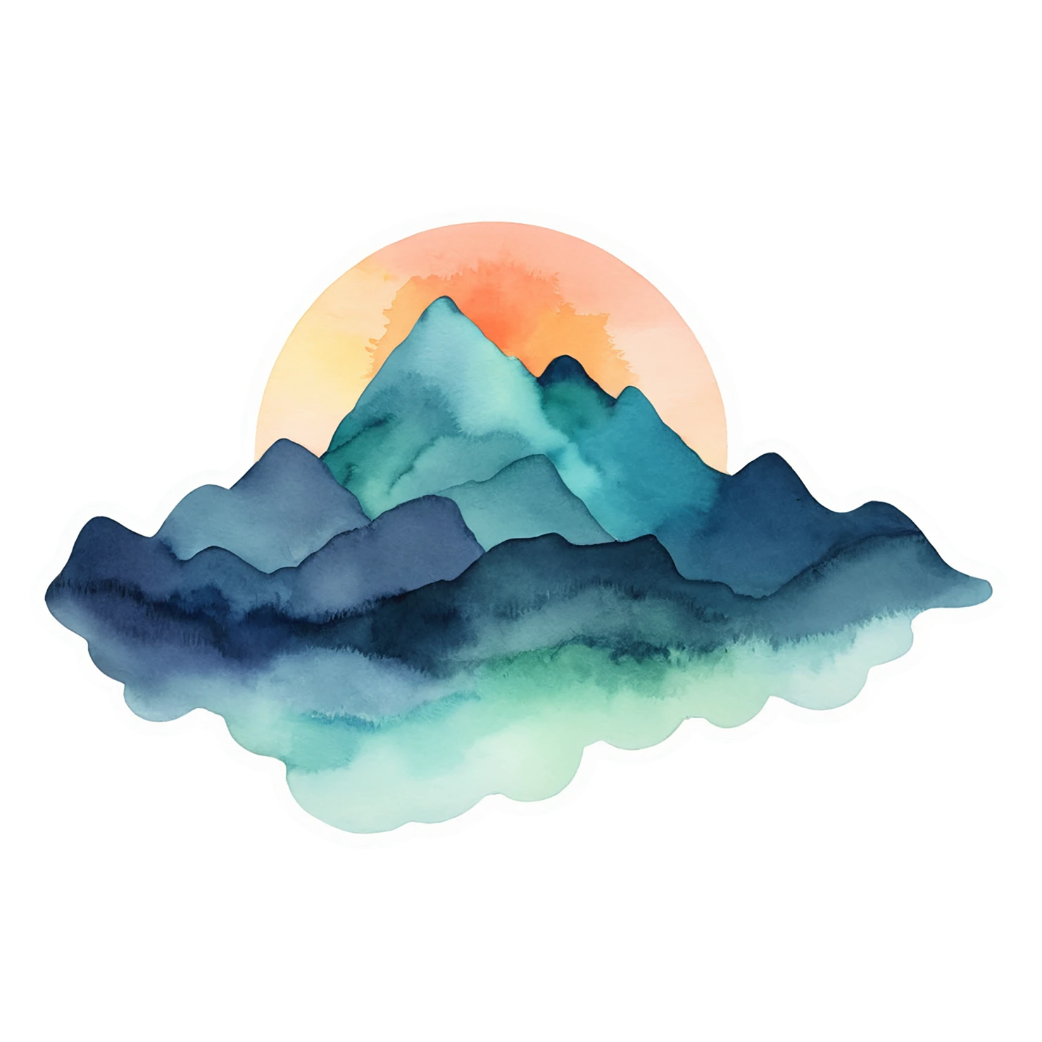 Mountain watercolor sticker isolated on transparent background #19522