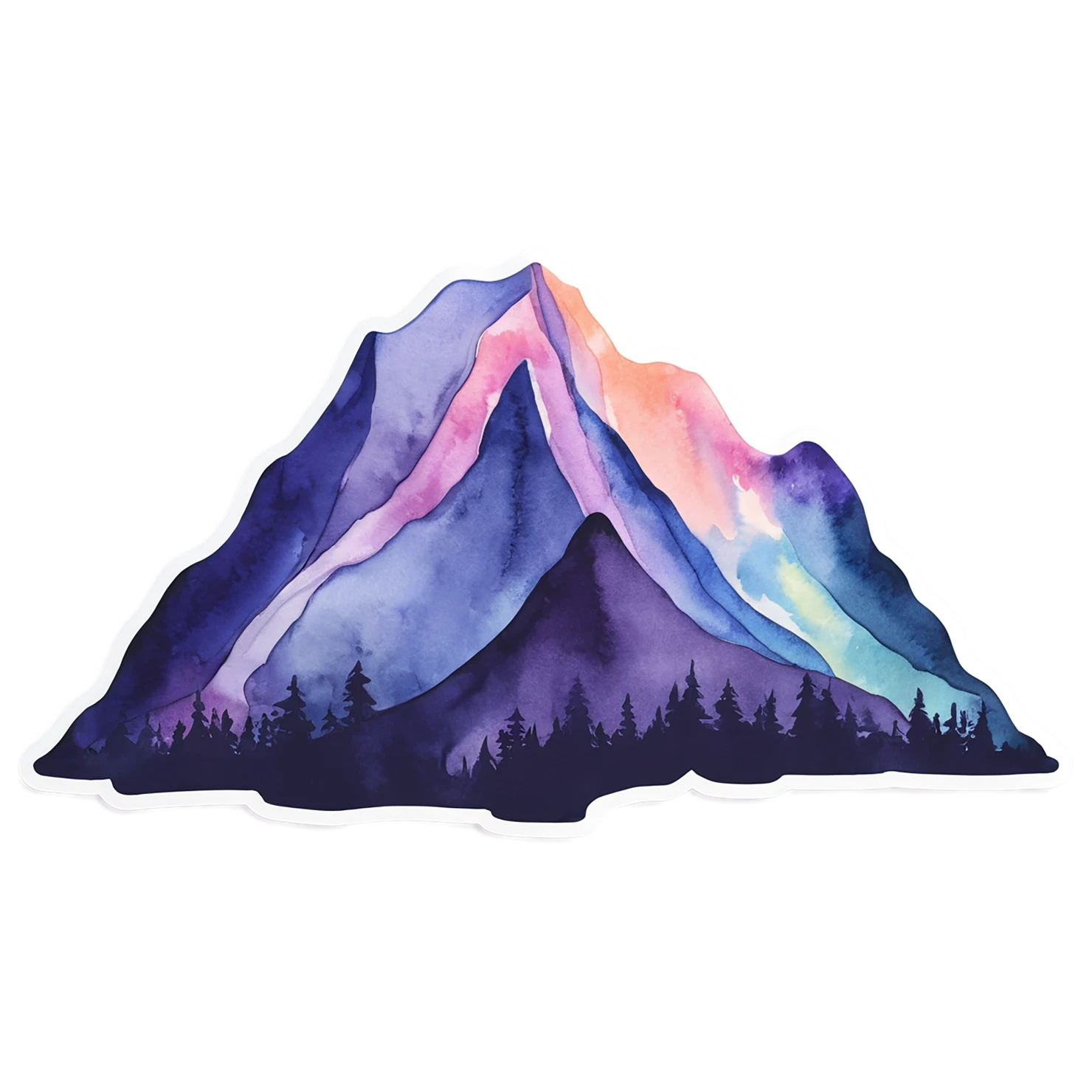 Mountain watercolor sticker isolated on transparent background #19536