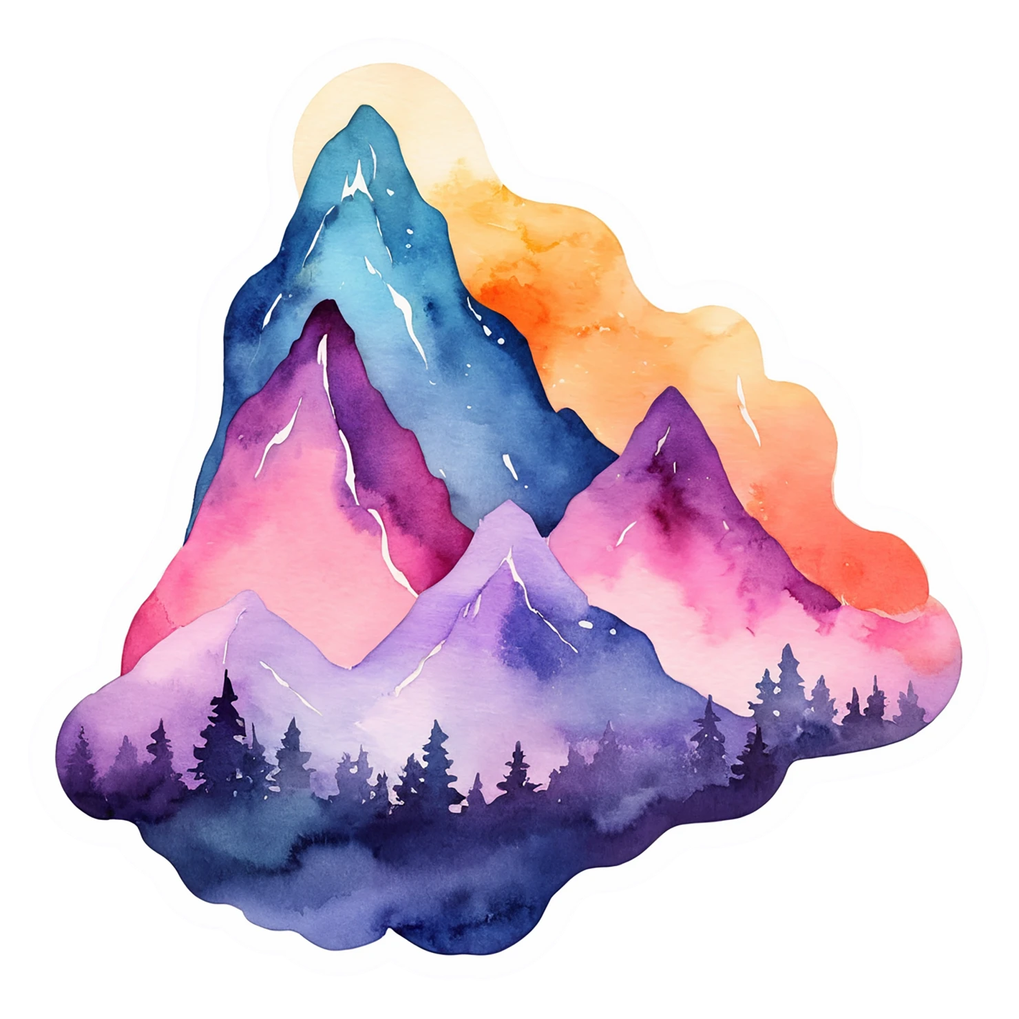 Mountain watercolor sticker isolated on transparent background #19537