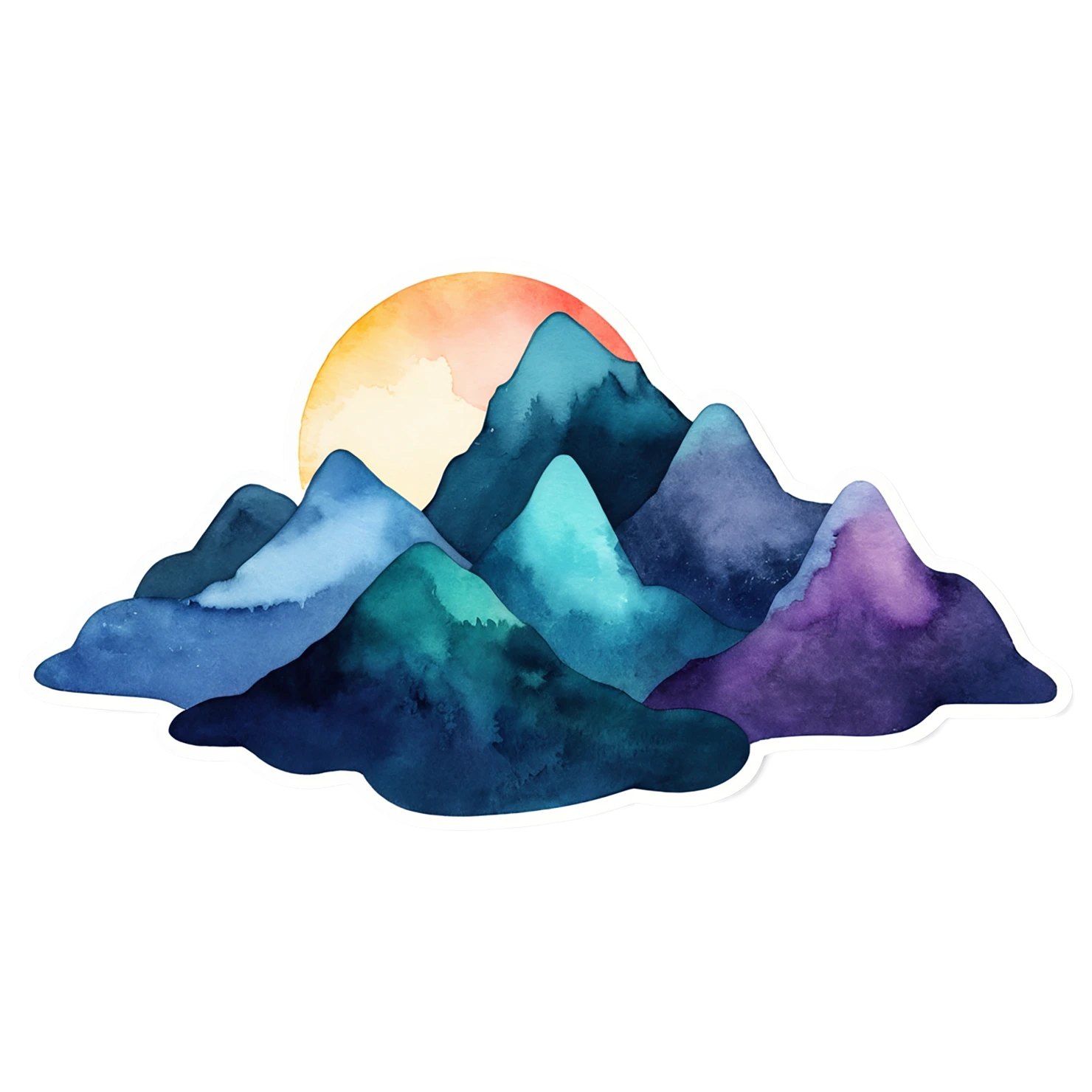 Mountain watercolor sticker isolated on transparent background #19539