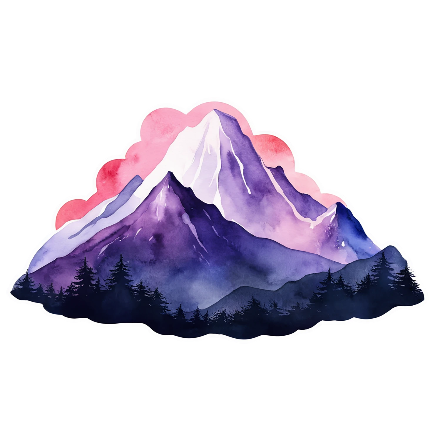 Mountain watercolor sticker isolated on transparent background #19540