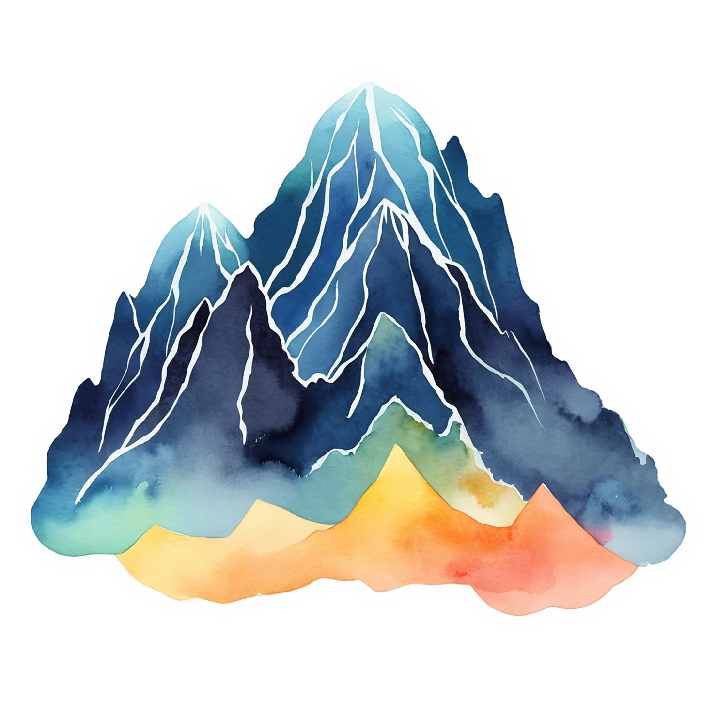 Mountain watercolor sticker isolated on transparent background #19543