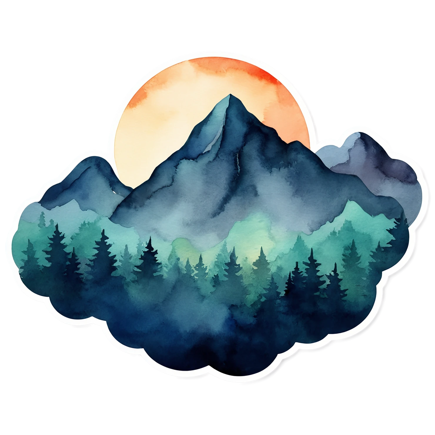 Mountain watercolor sticker isolated on transparent background #19546