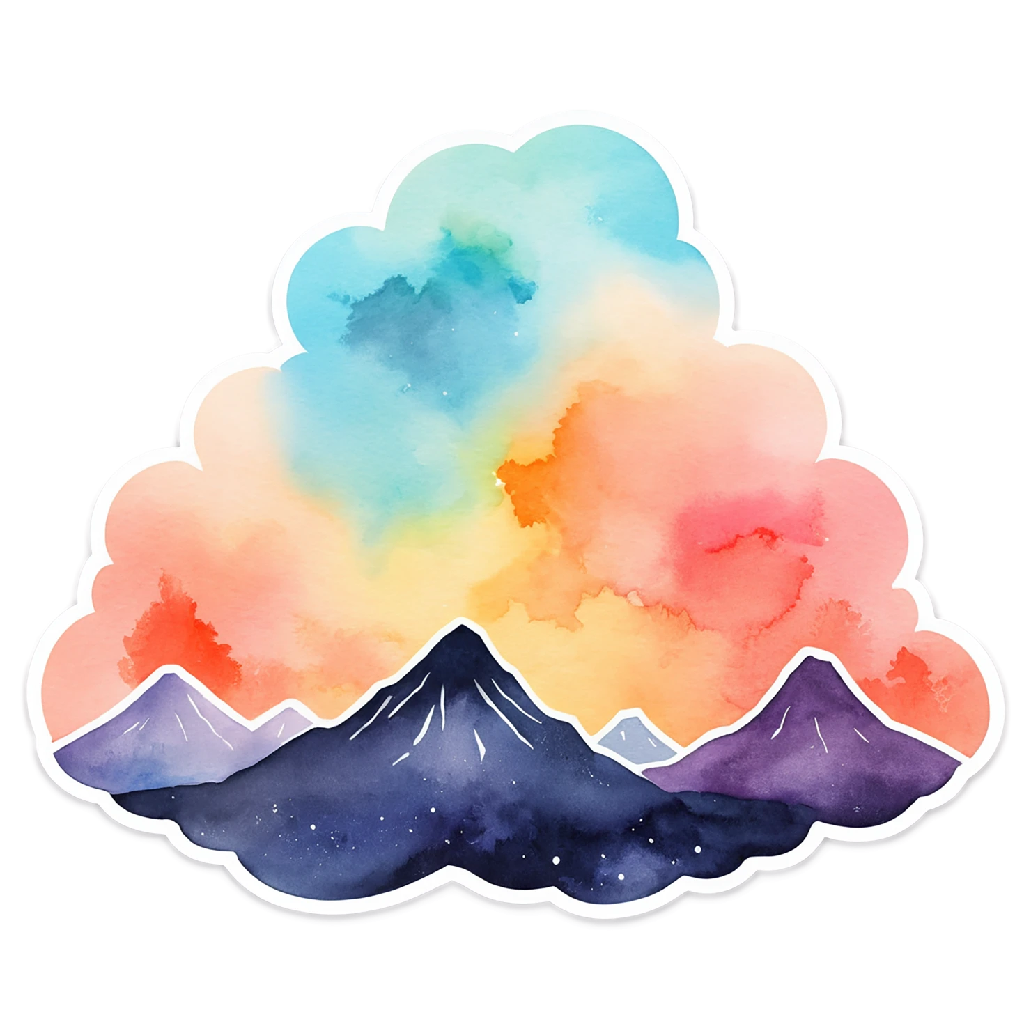 Mountain watercolor sticker isolated on transparent background #19549