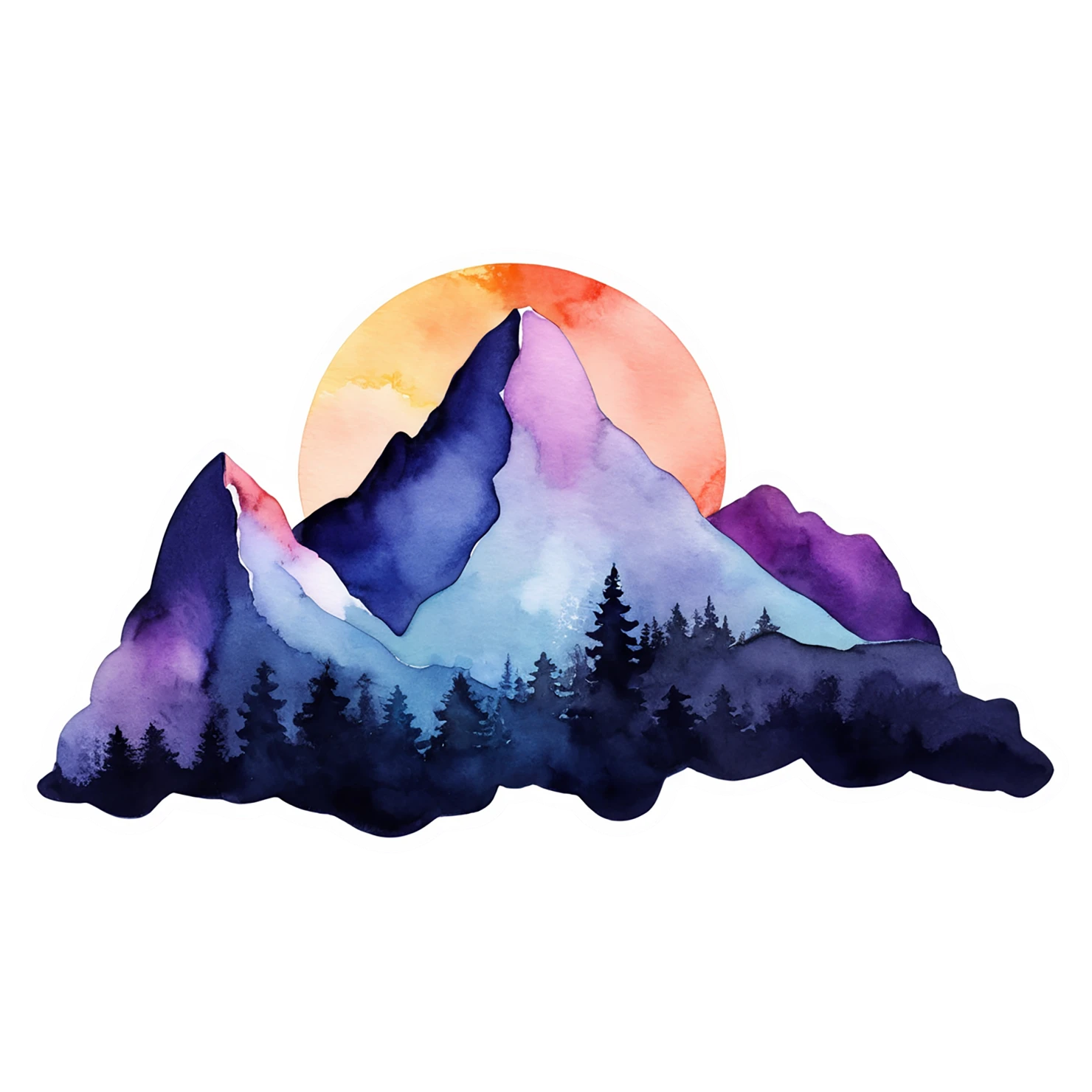 Mountain watercolor sticker isolated on transparent background #19550