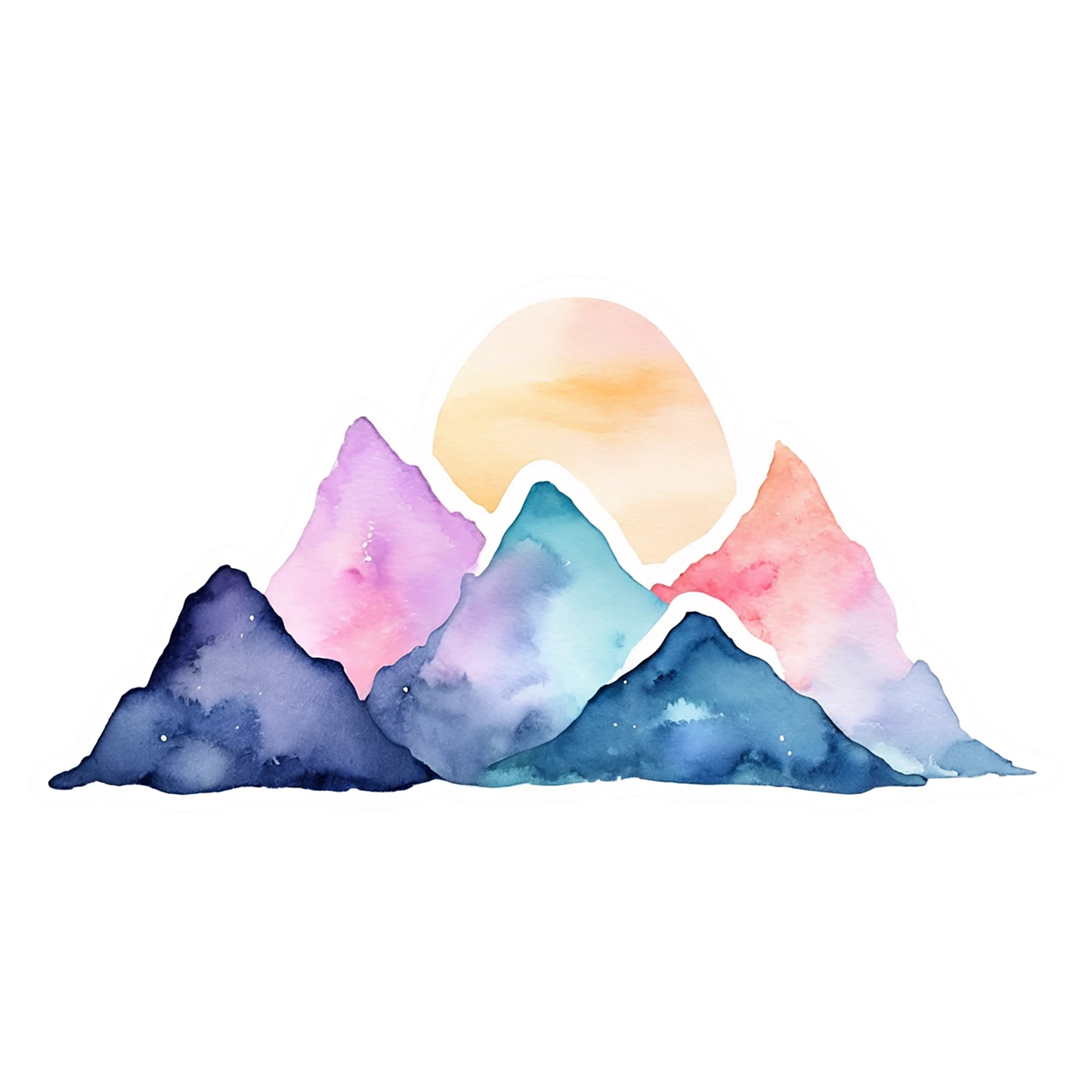 Mountain watercolor sticker isolated on transparent background #19553