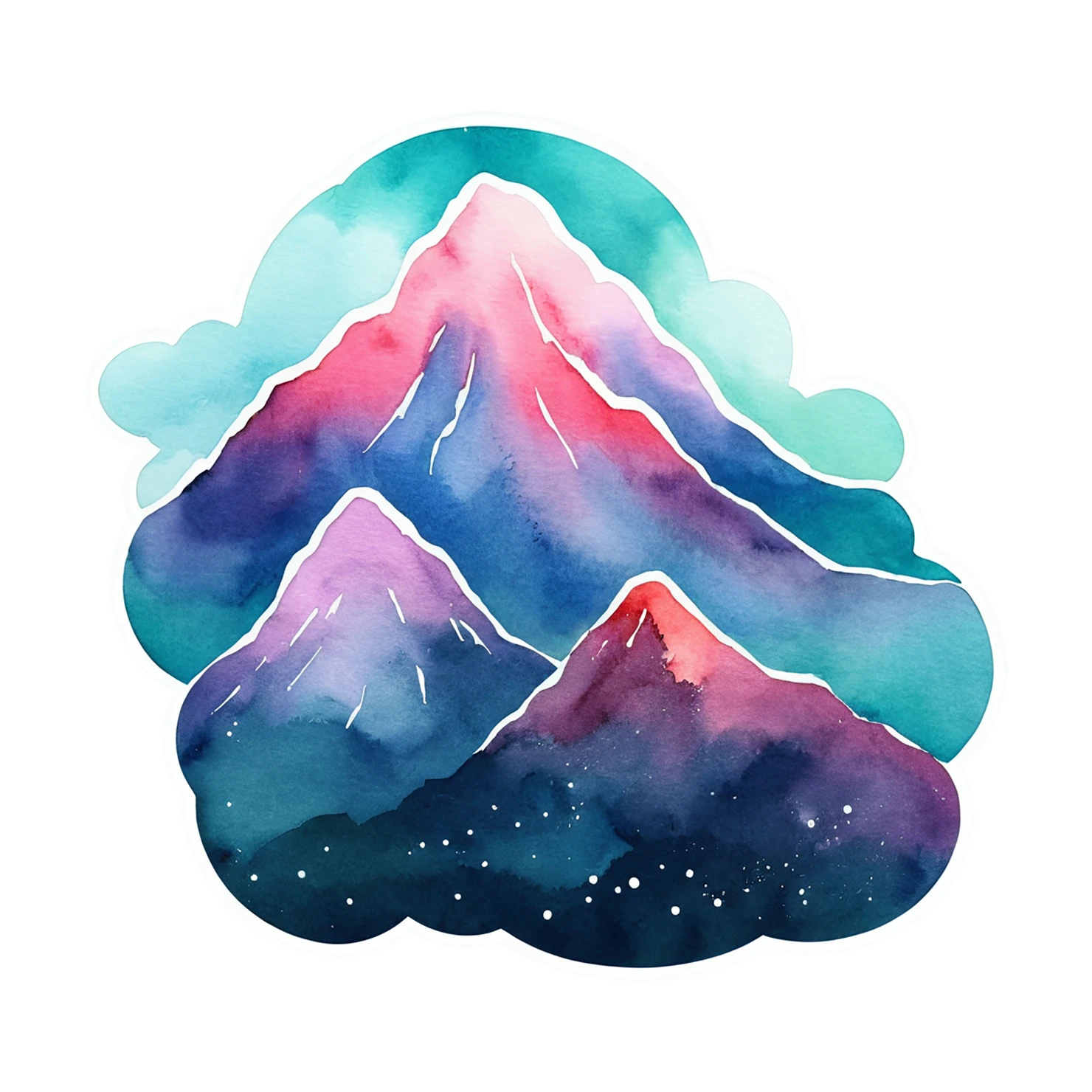 Mountain watercolor sticker isolated on transparent background #19554
