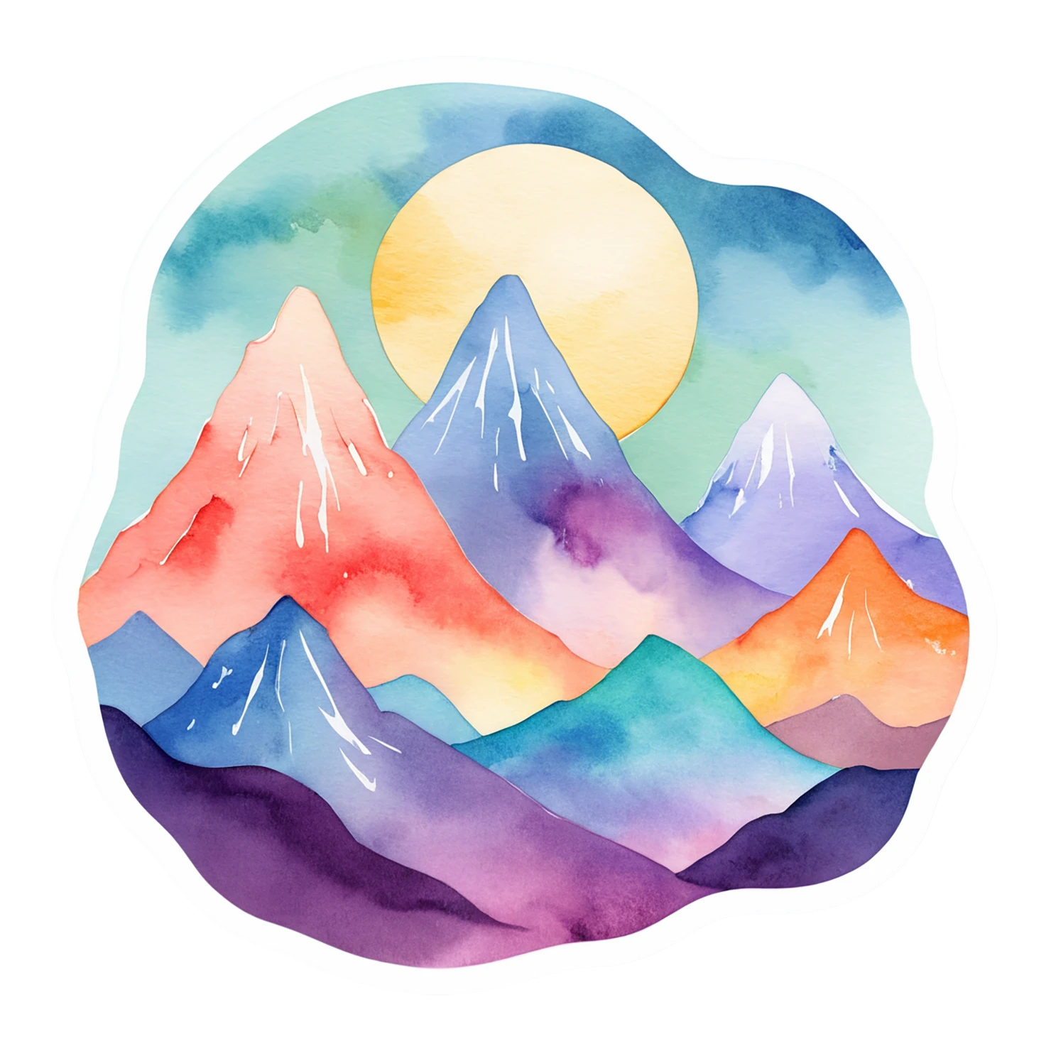 Mountain watercolor sticker isolated on transparent background #19555