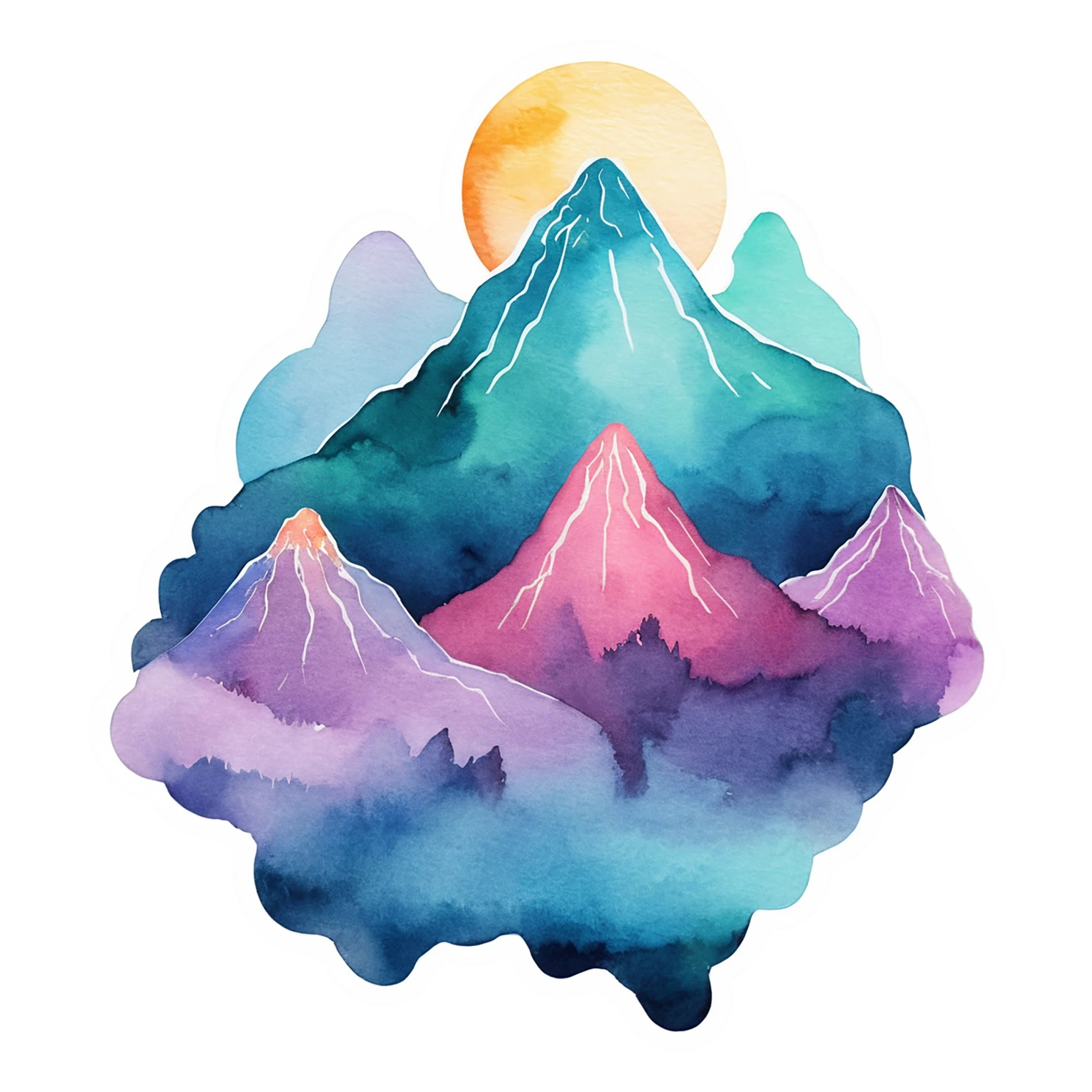 Mountain watercolor sticker isolated on transparent background #19556