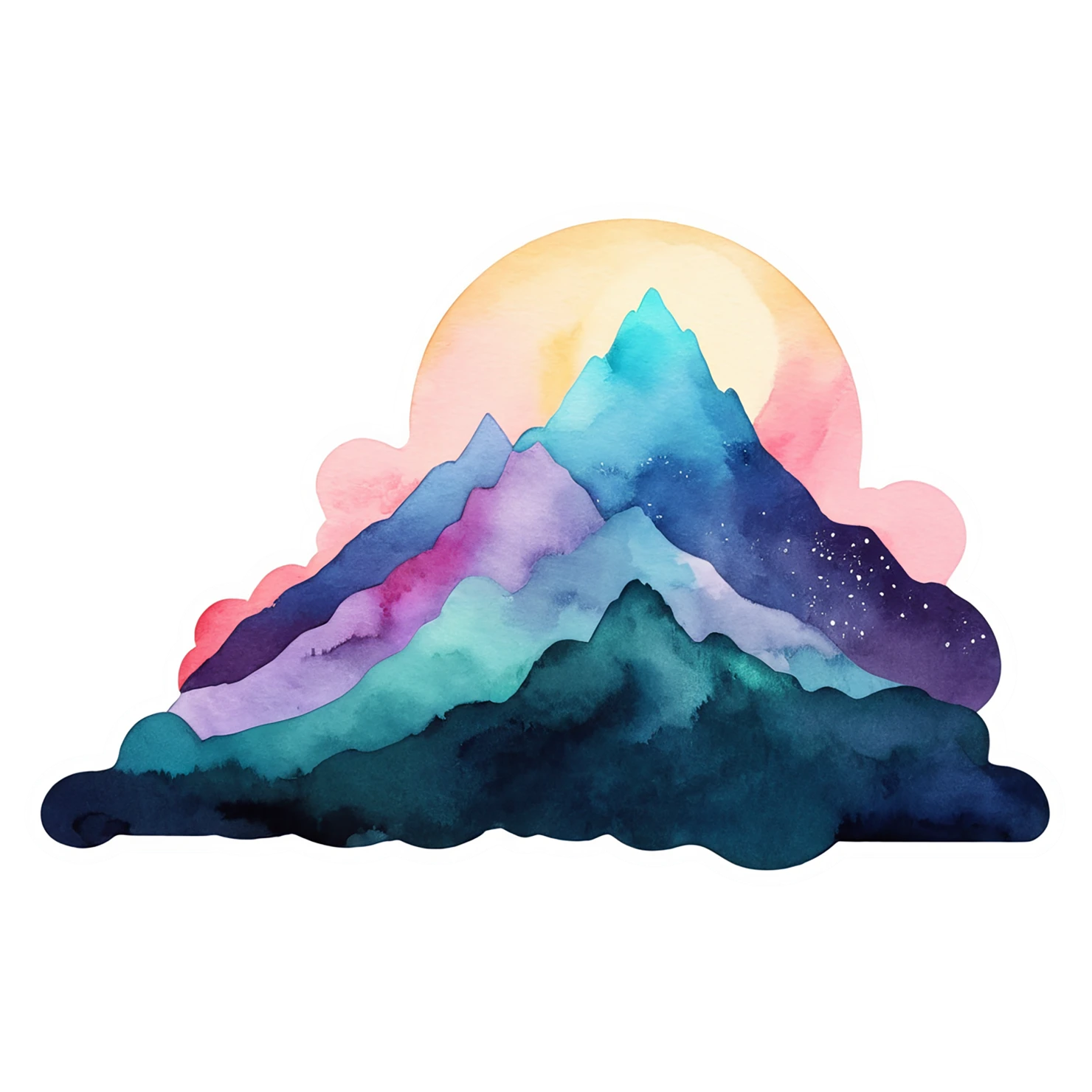 Mountain watercolor sticker isolated on transparent background #19557