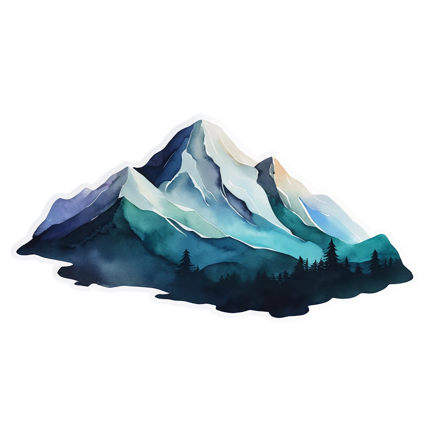 Mountain watercolor sticker isolated on transparent background #19560