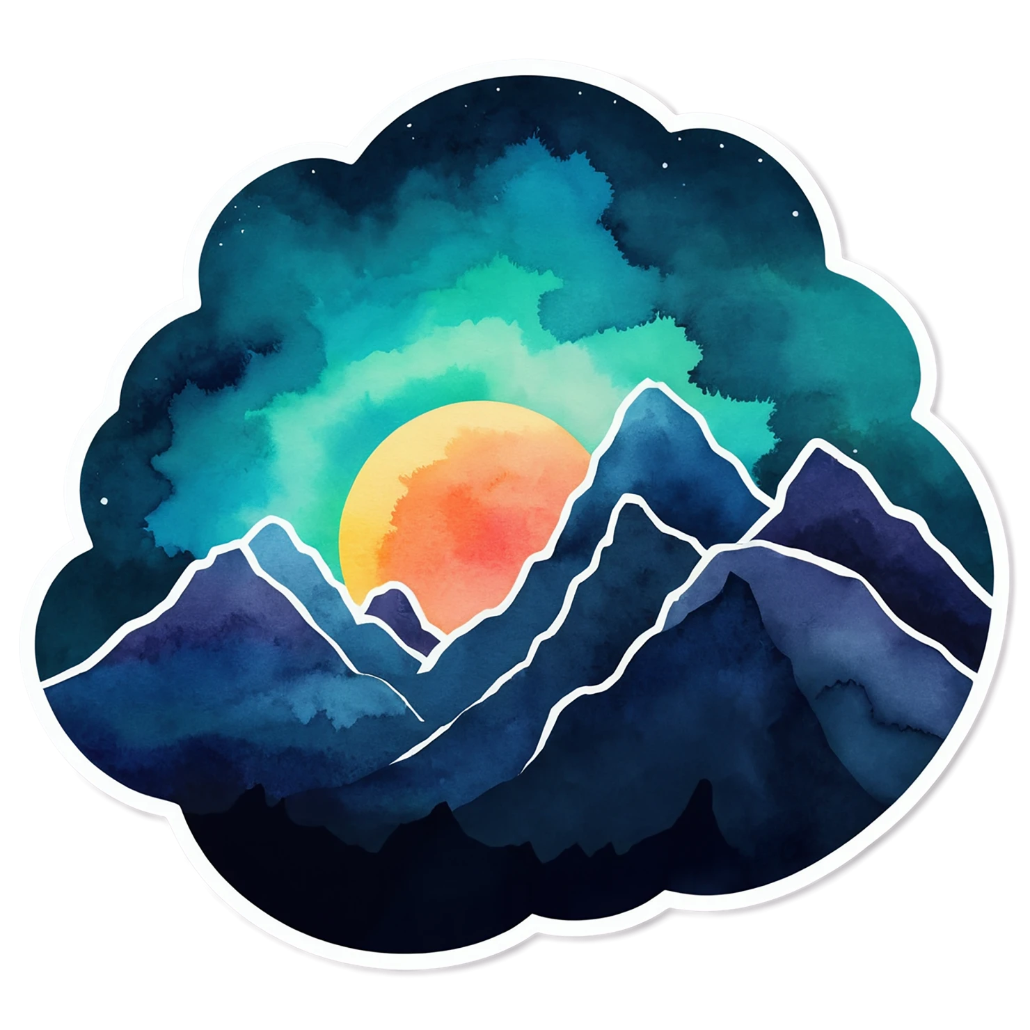 Mountain watercolor sticker isolated on transparent background #19561