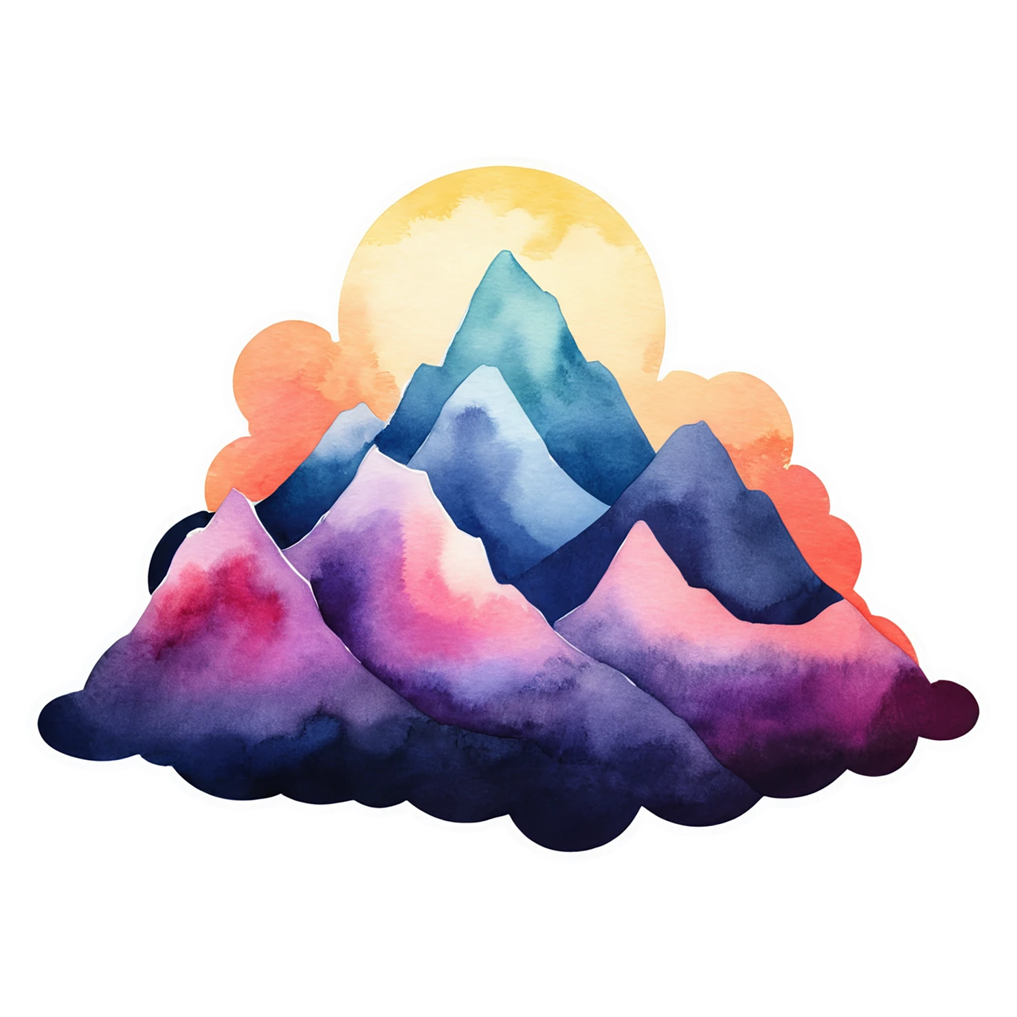 Mountain watercolor sticker isolated on transparent background #19562