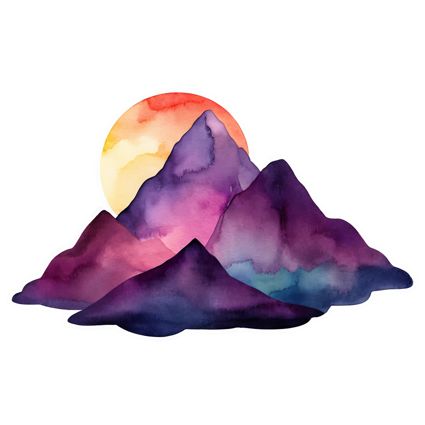 Mountain watercolor sticker isolated on transparent background #19564