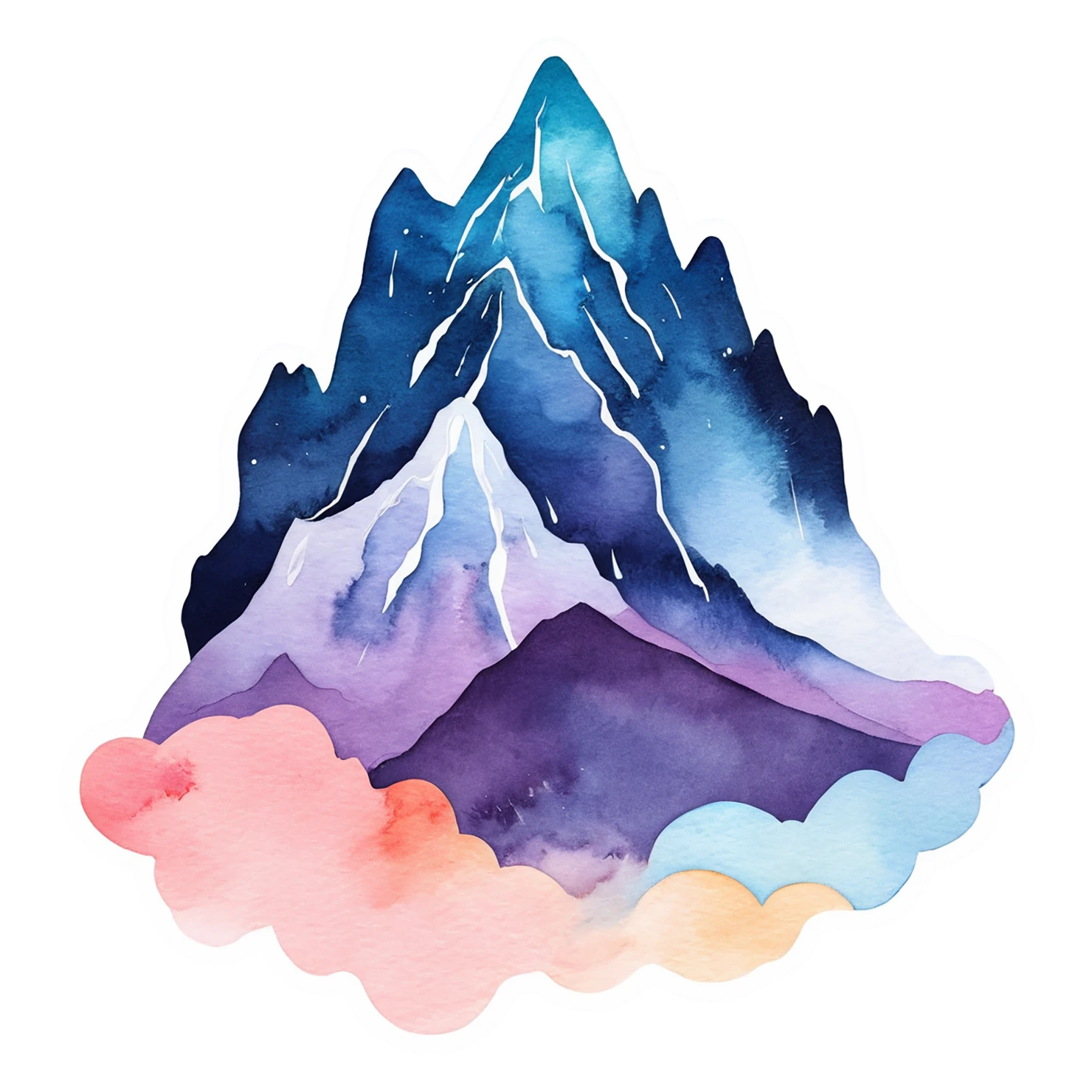 Mountain watercolor sticker isolated on transparent background #19567